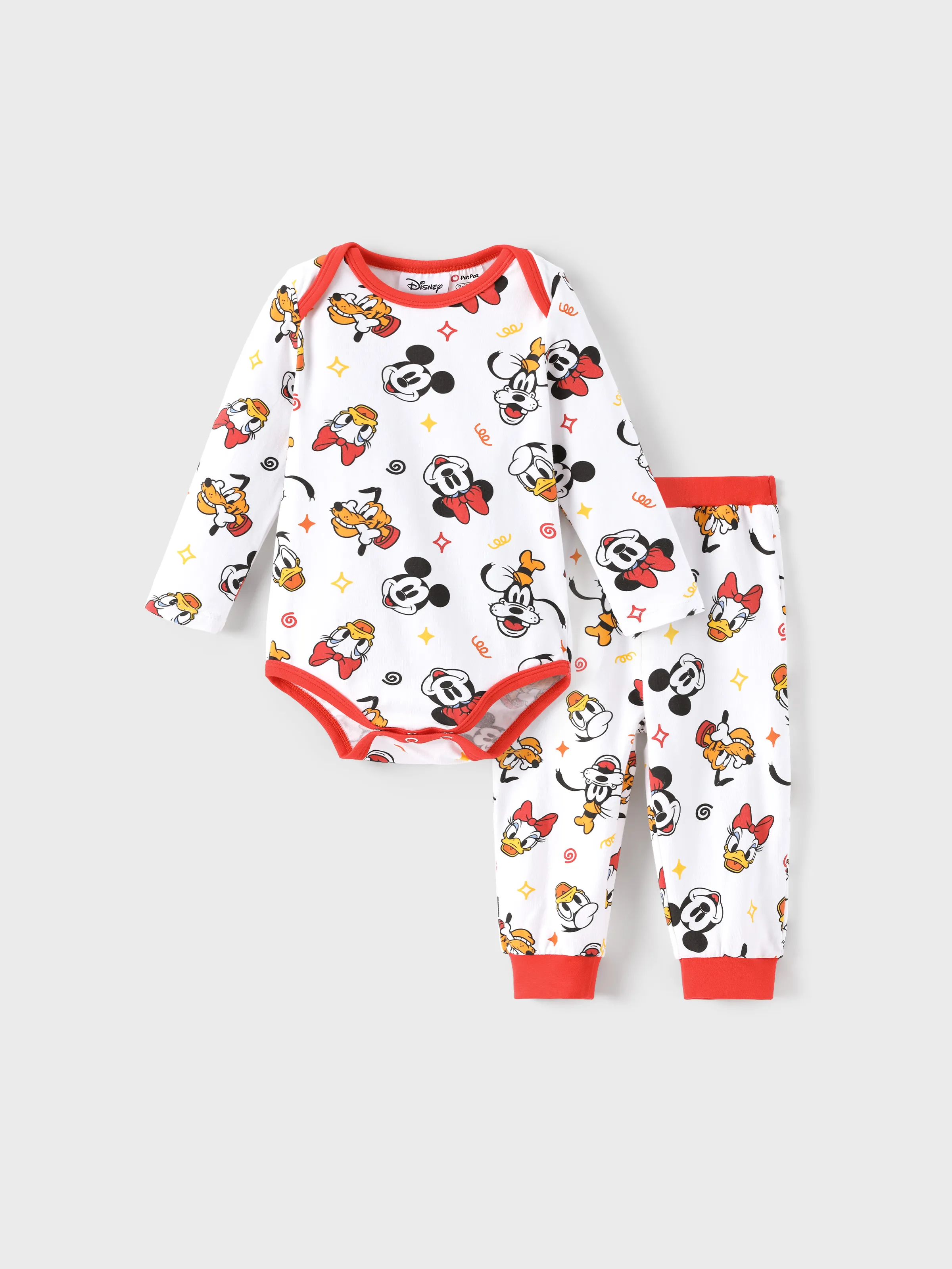 Disney Mickey and Friends Baby Boy 2pcs Mickey Bodysuits and Pants Set Red