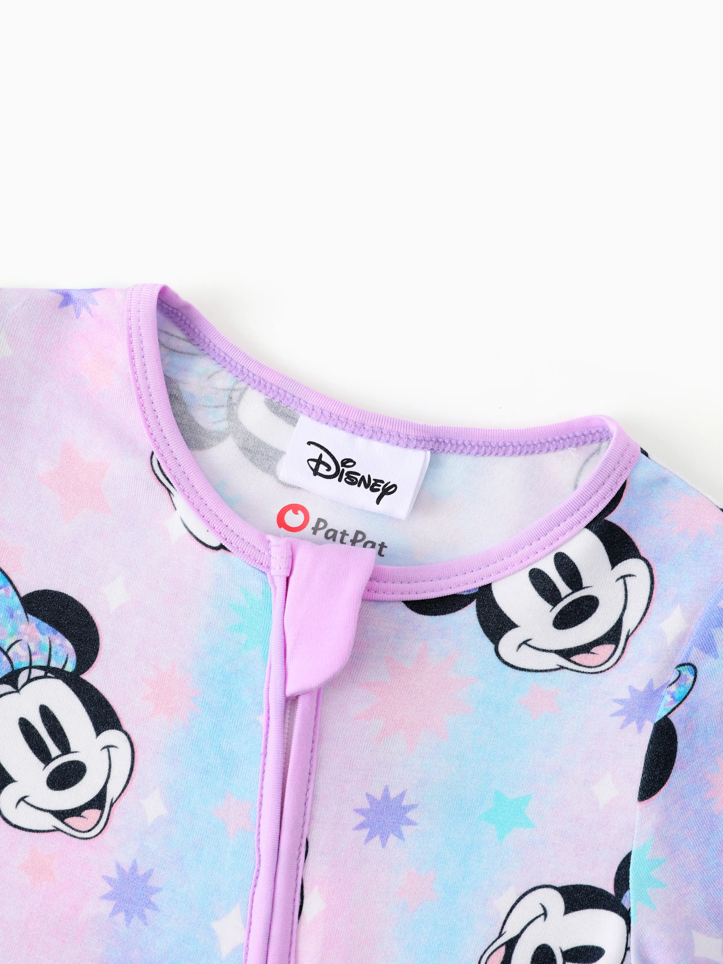 Disney Mickey and Friends Bamboo Baby Girl Minnie Printed 2-Way Zipper Anti Slip Long-sleeve Footie Pink purple - Image 5
