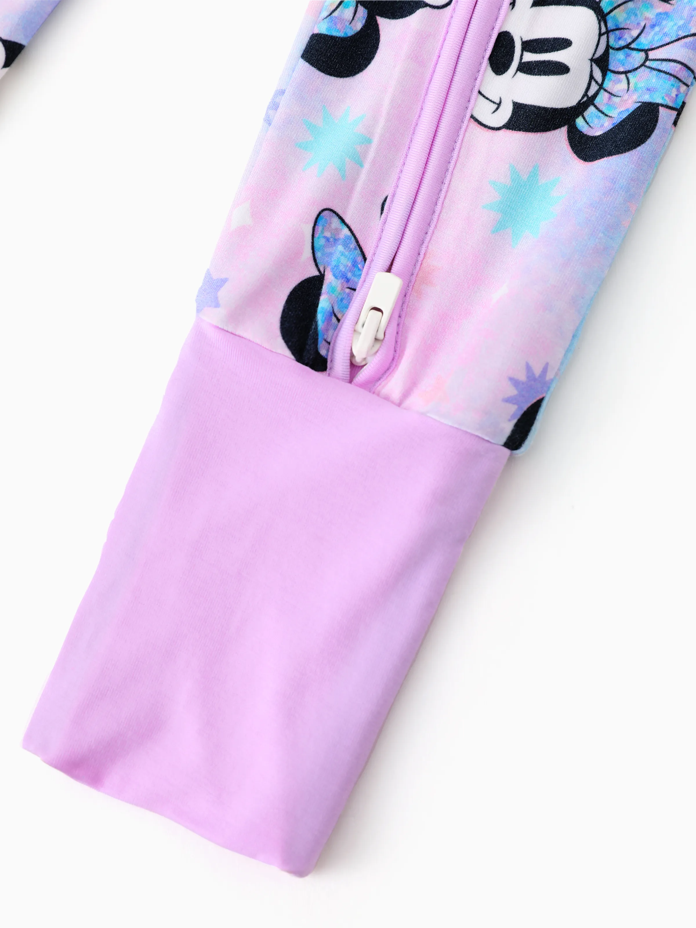 Disney Mickey and Friends Bamboo Baby Girl Minnie Printed 2-Way Zipper Anti Slip Long-sleeve Footie Pink purple - Image 6
