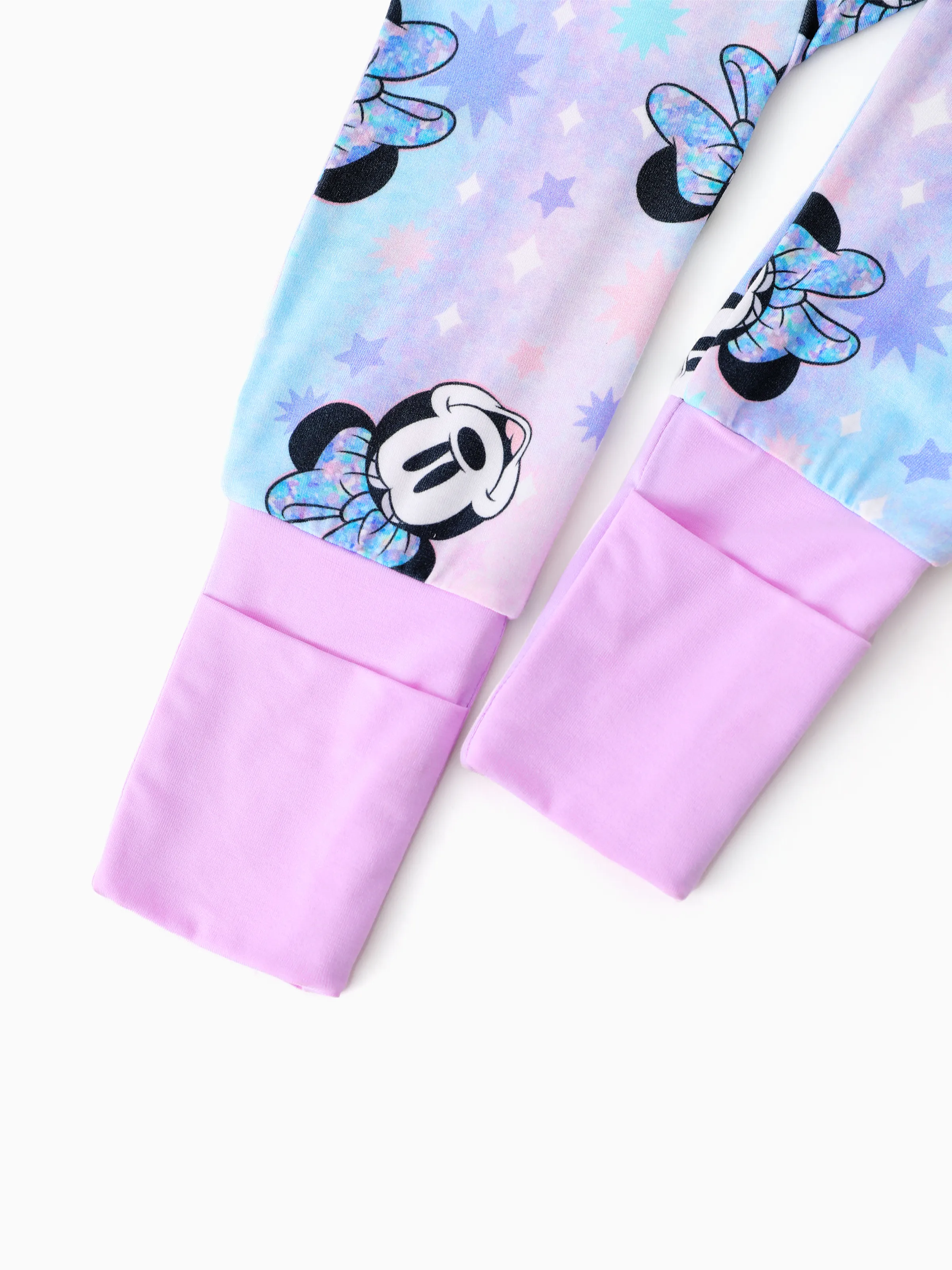 Disney Mickey and Friends Bamboo Baby Girl Minnie Printed 2-Way Zipper Anti Slip Long-sleeve Footie Pink purple - Image 7