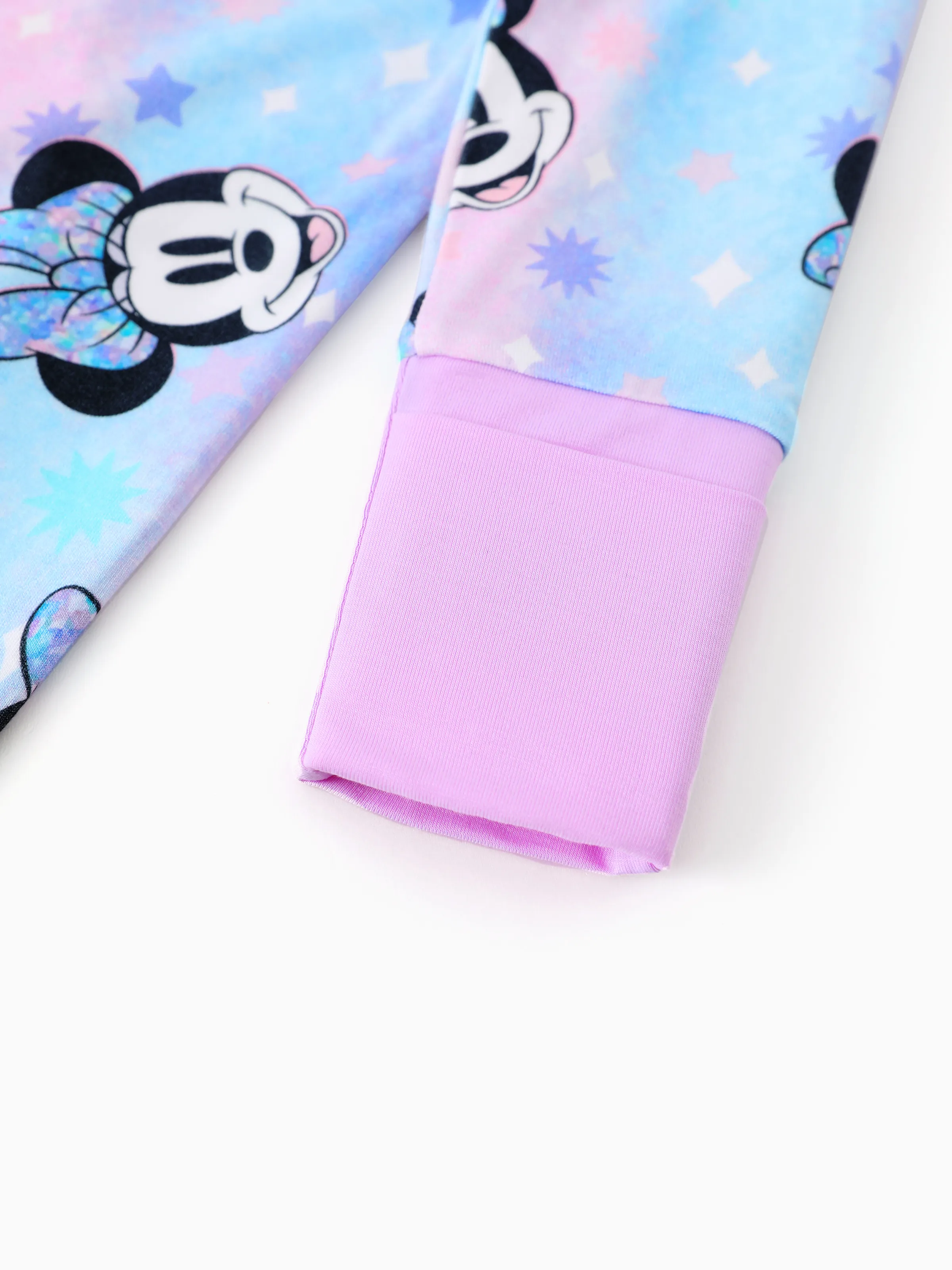 Disney Mickey and Friends Bamboo Baby Girl Minnie Printed 2-Way Zipper Anti Slip Long-sleeve Footie Pink purple - Image 8