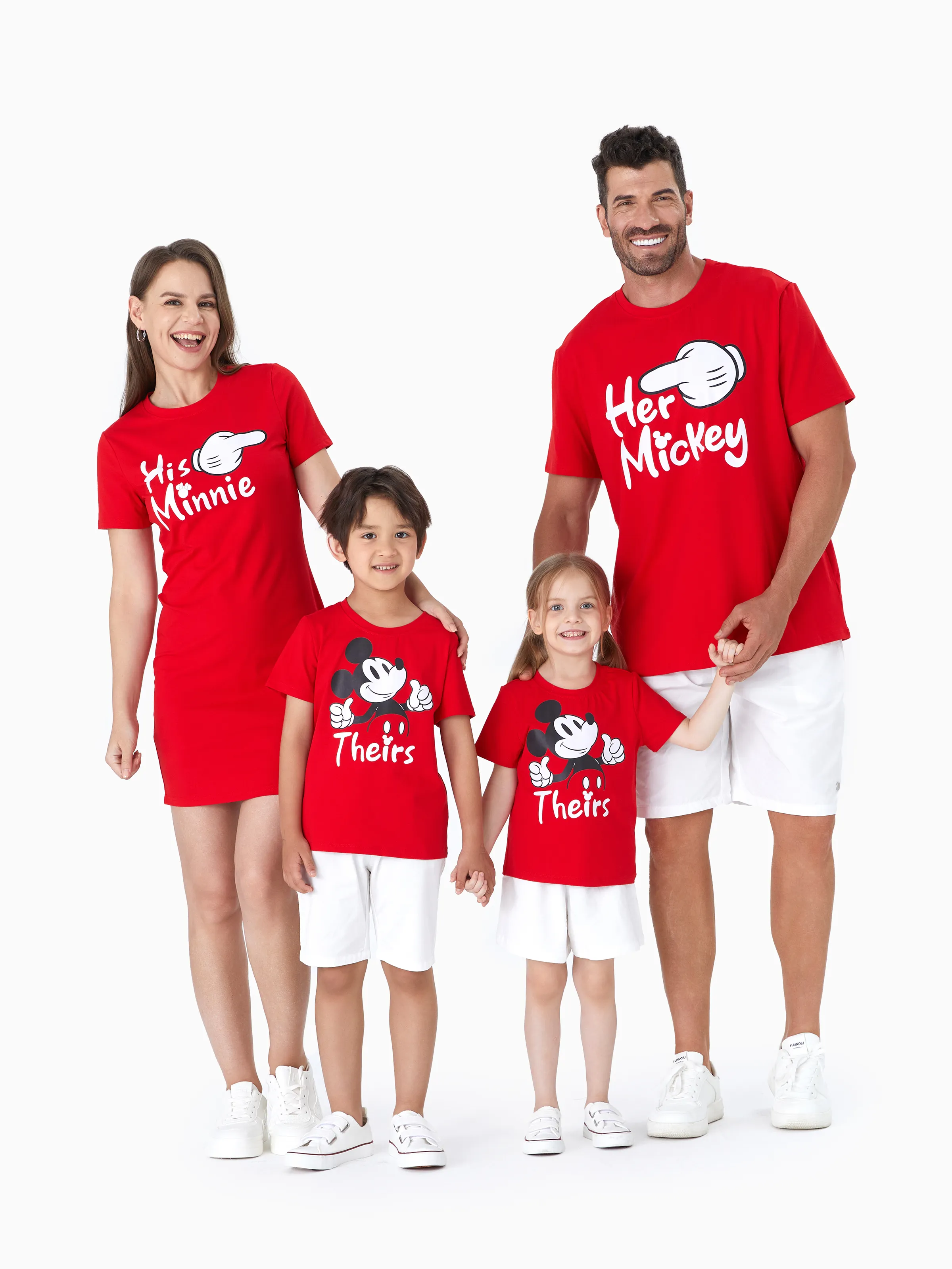 Disney Mickey and Friends Daddy & Son Funny Gesture Cotton T-shirt for Gift Red - Image 2