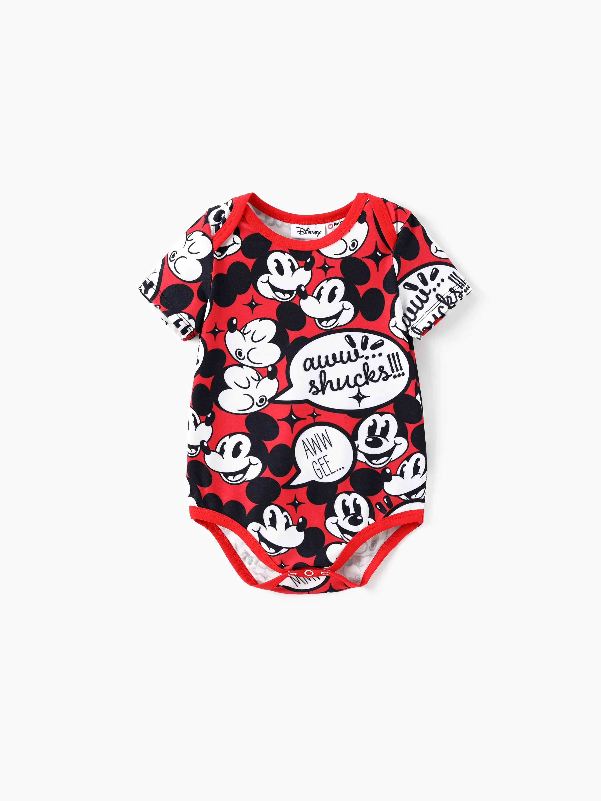 Disney Mickey and Friends Family matching 1pc Mickey Mouse Graffiti Cotton T-shirt or Colorblock Dress with Built-in Shorts & Pockets or Naia™ Allover Romper Red - Image 7