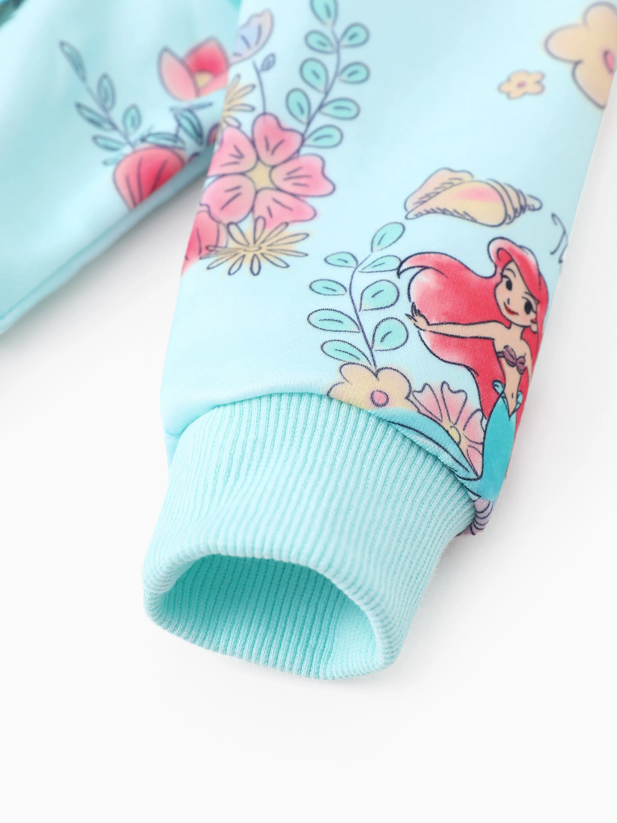 Disney Princess Baby/Toddler Girl Ariel Floral Pattern Ruffled Hooded Jacket
Green - Image 4