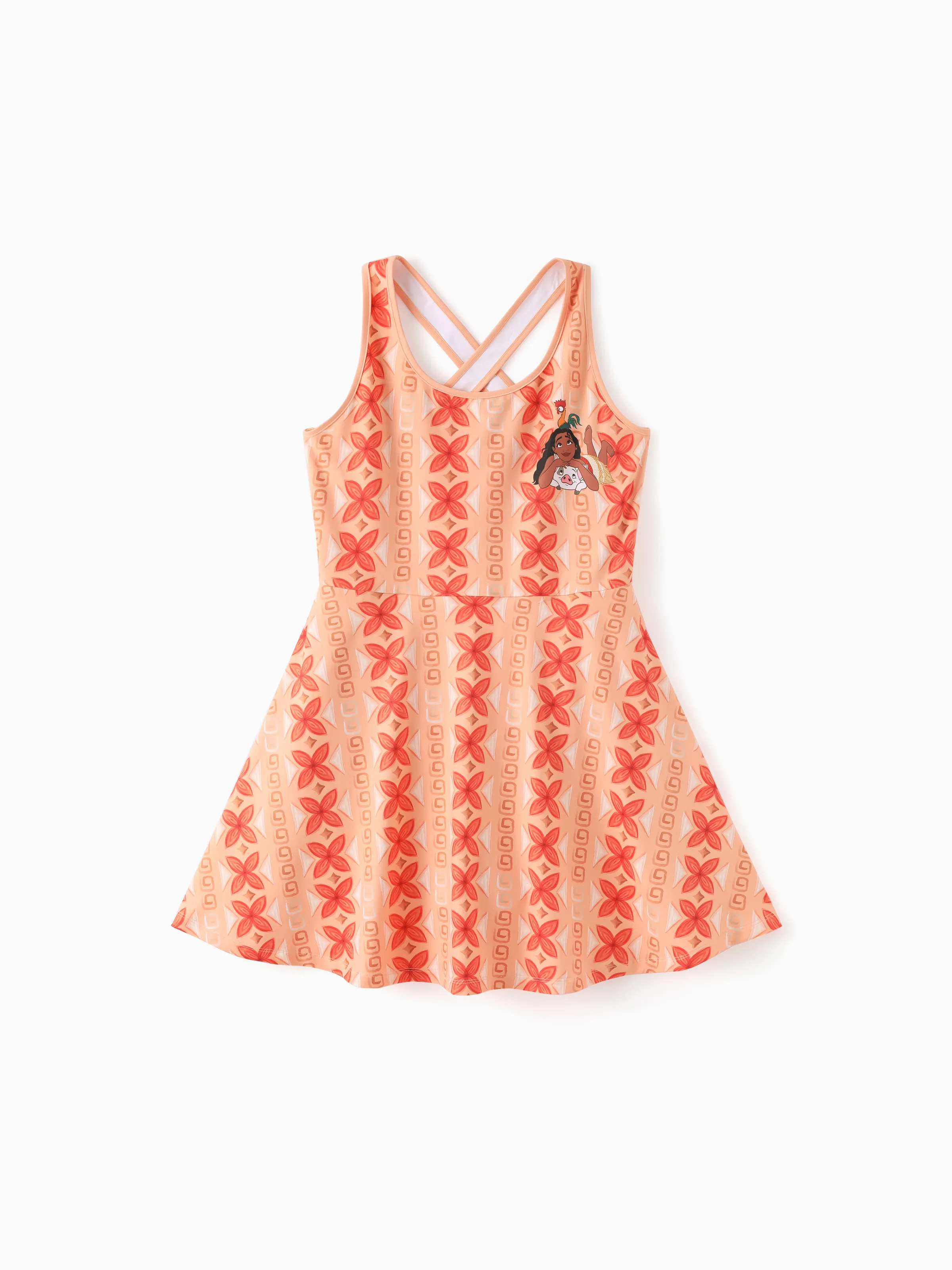 Disney Princess Matching Family Moana Sporty Dress with Built-in Shorts & Pockets/ Cotton Top Orange - Image 7