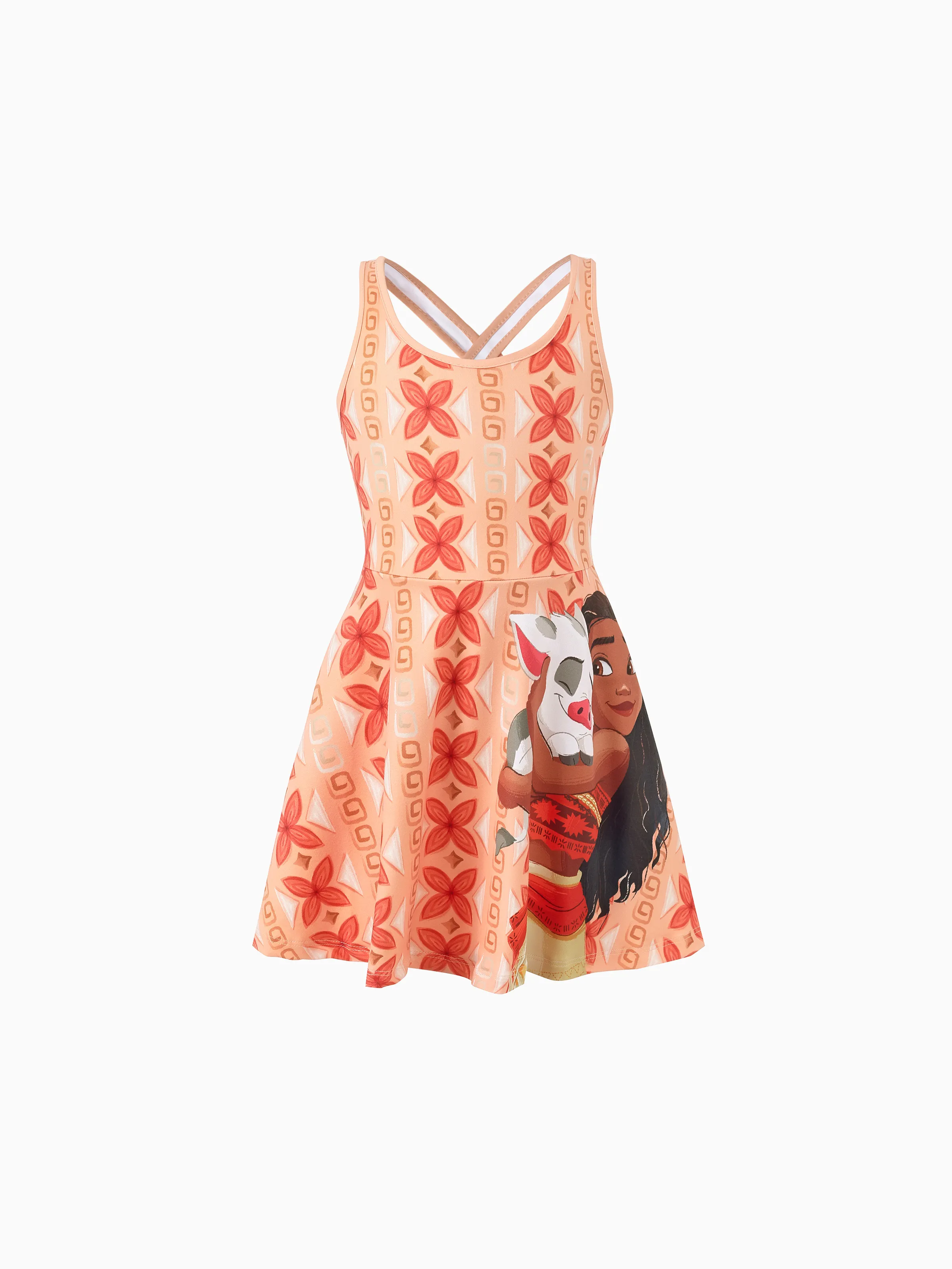 Disney Princess Mommy & me Moana Sporty Dress with Built-in Shorts & Pockets/ Cotton Top Orange - Image 10