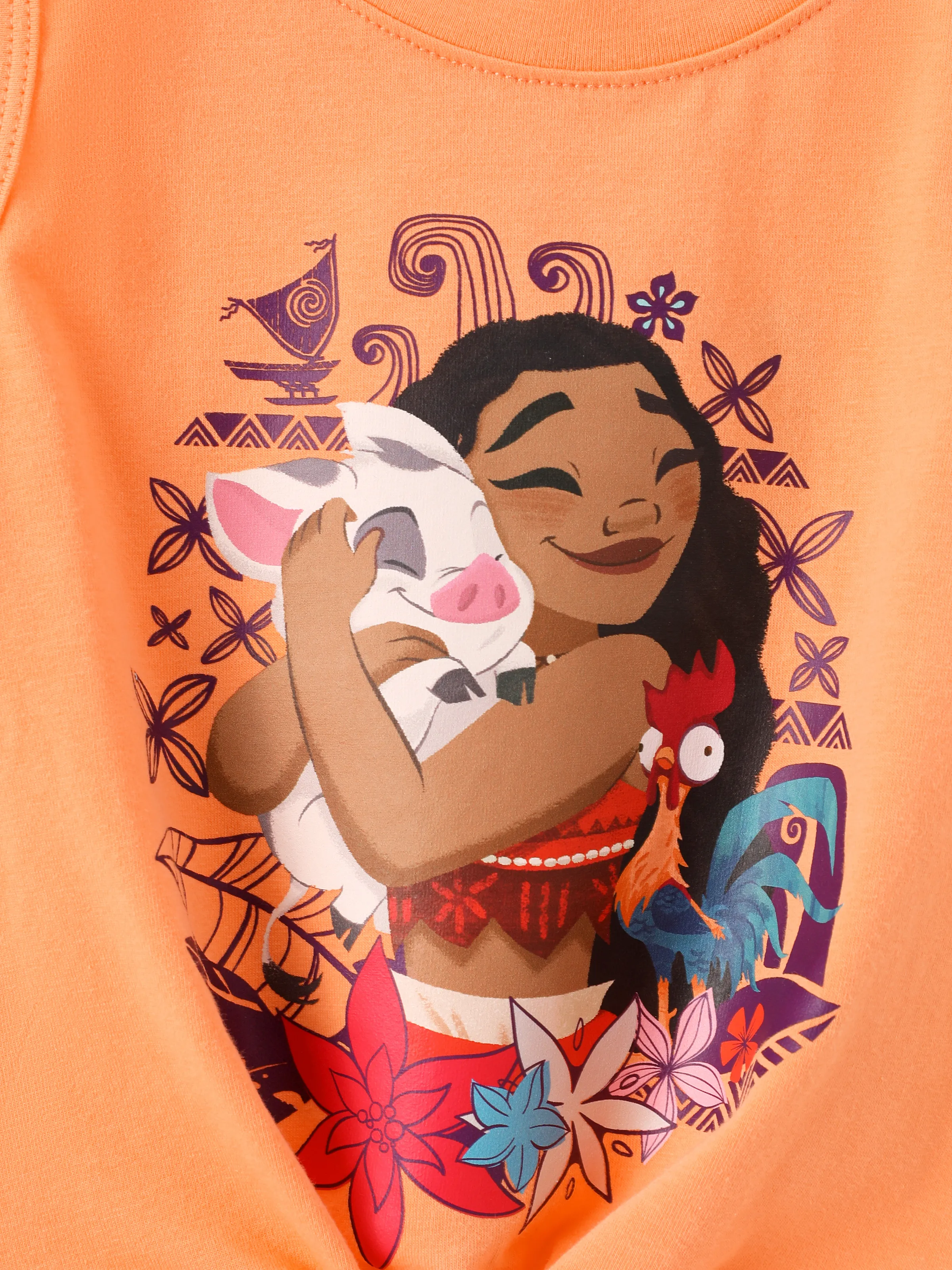 Disney Princess Toddler Girl 2pcs Cotton Moana Knotted Sleeveless Tank Top And Shorts Set Orange - Image 2