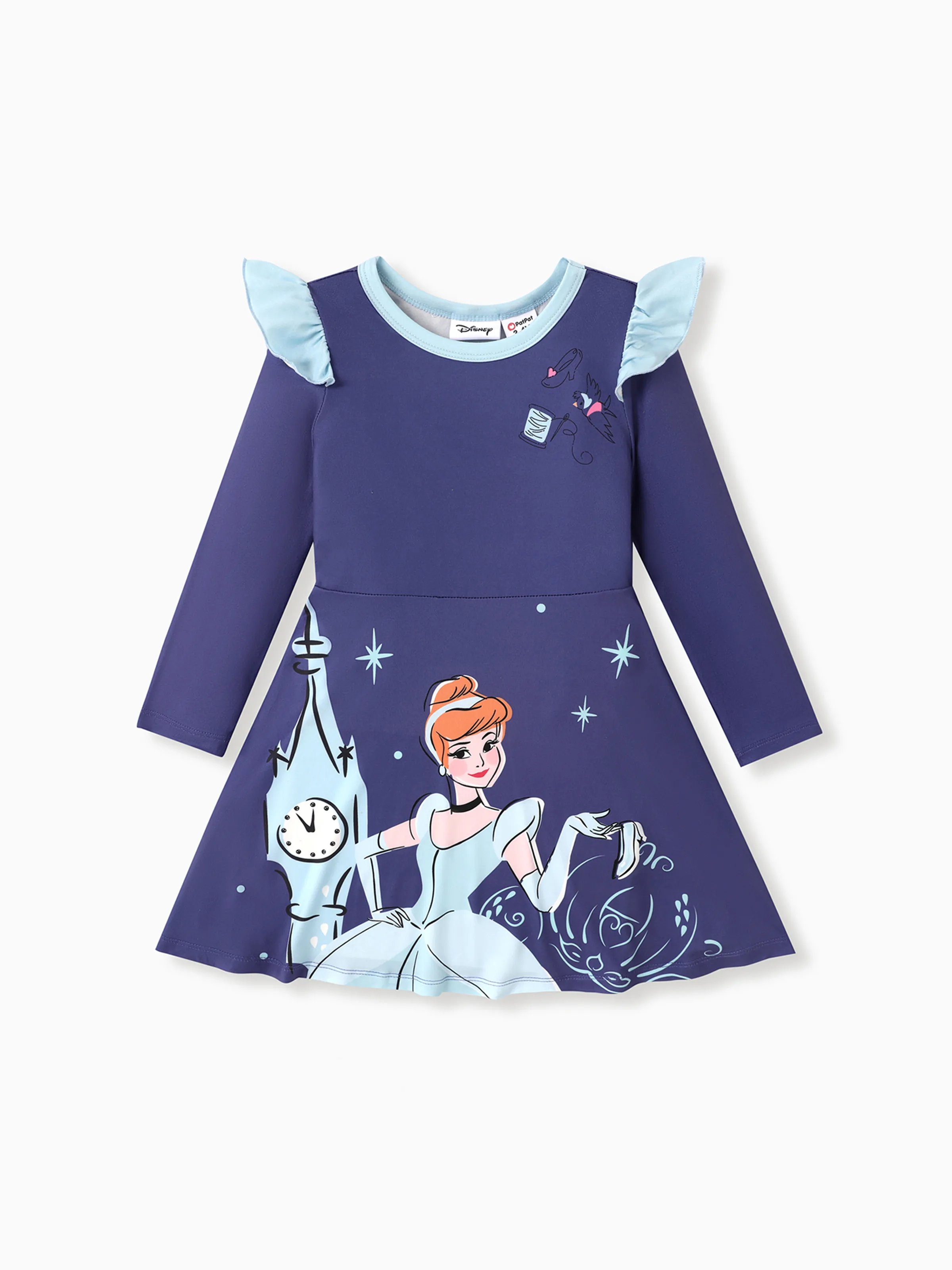 Disney Princess Toddler Girl Cinderella Print Ruffled Dress Purple