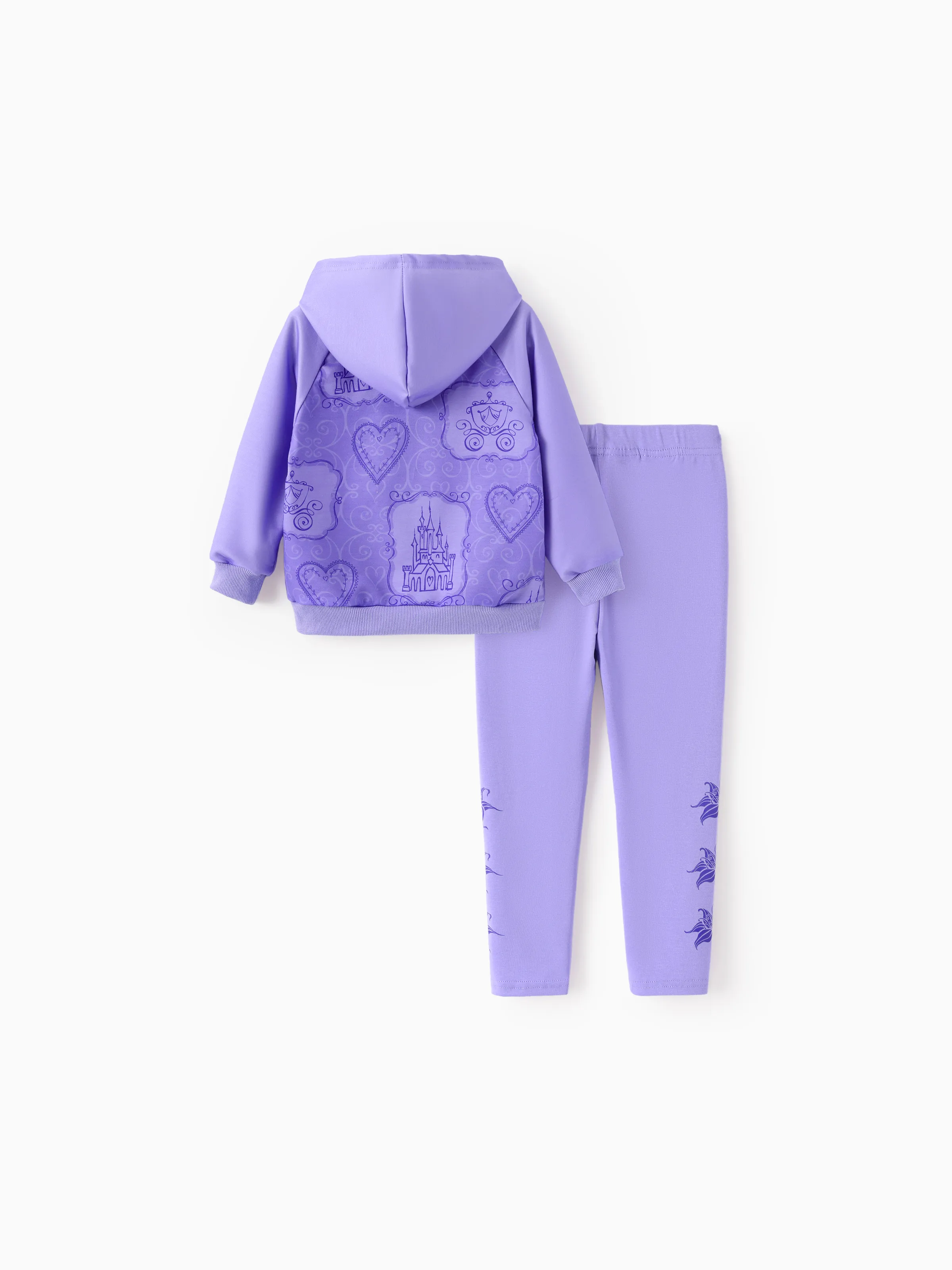 Disney Princess Toddler Girl Rapunzel Hoodie Sweatshirt and Leggings Set Purple - Image 2