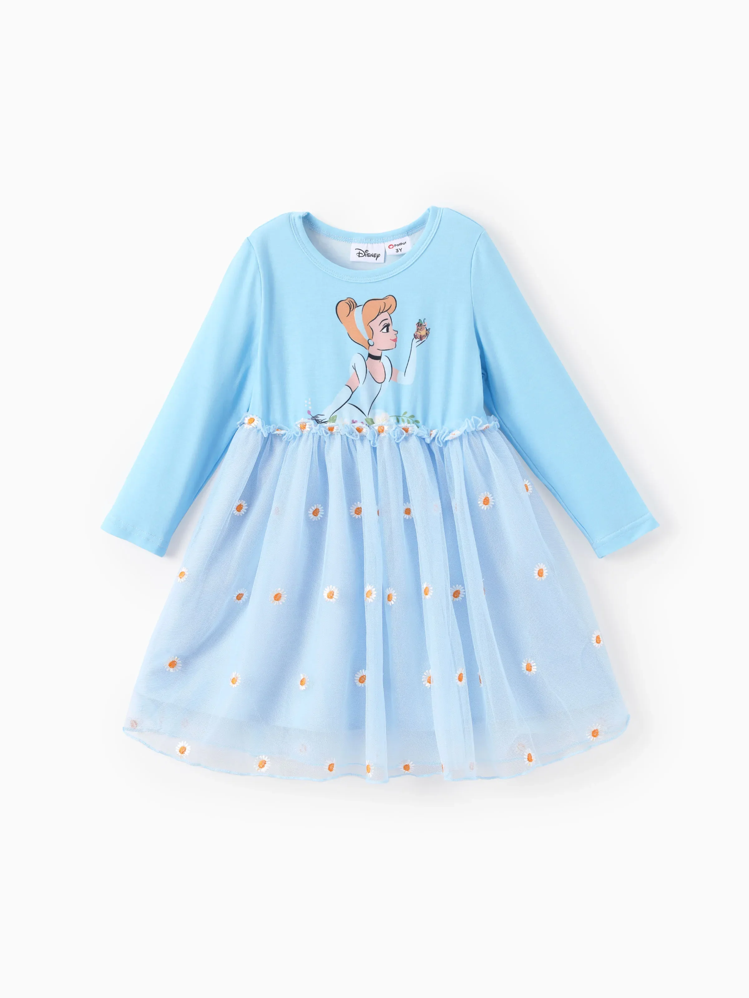 Disney Princess Toddler Girl Cinderella Naia™ Floral Tulle Dress Bluish Grey