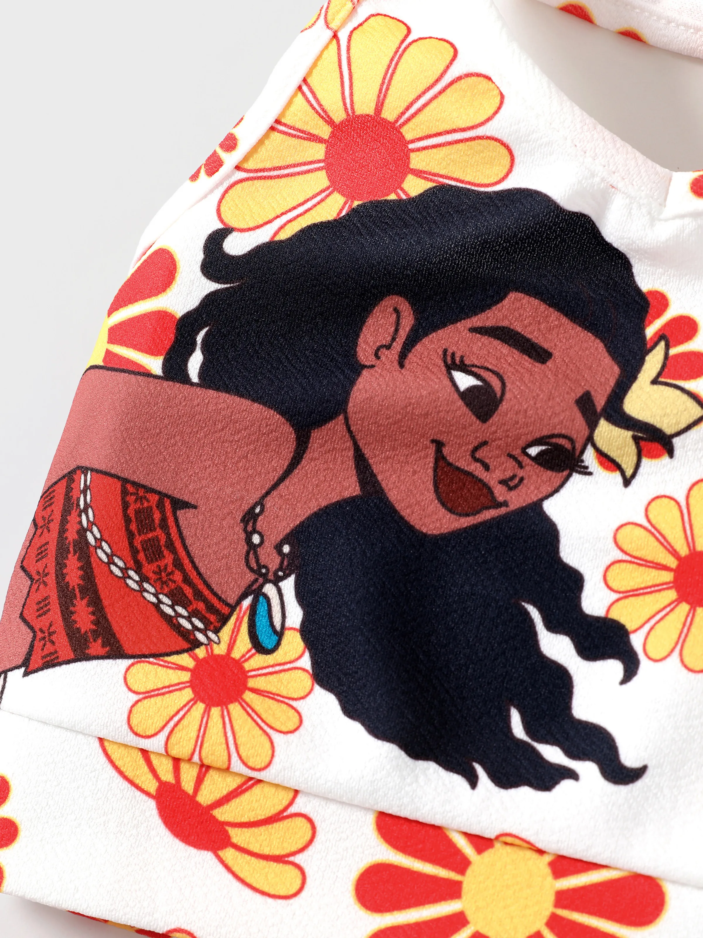 Disney Princess Toddler Girl 2pcs Moana Print Halter Top with Floral Skirt Sets White - Image 2