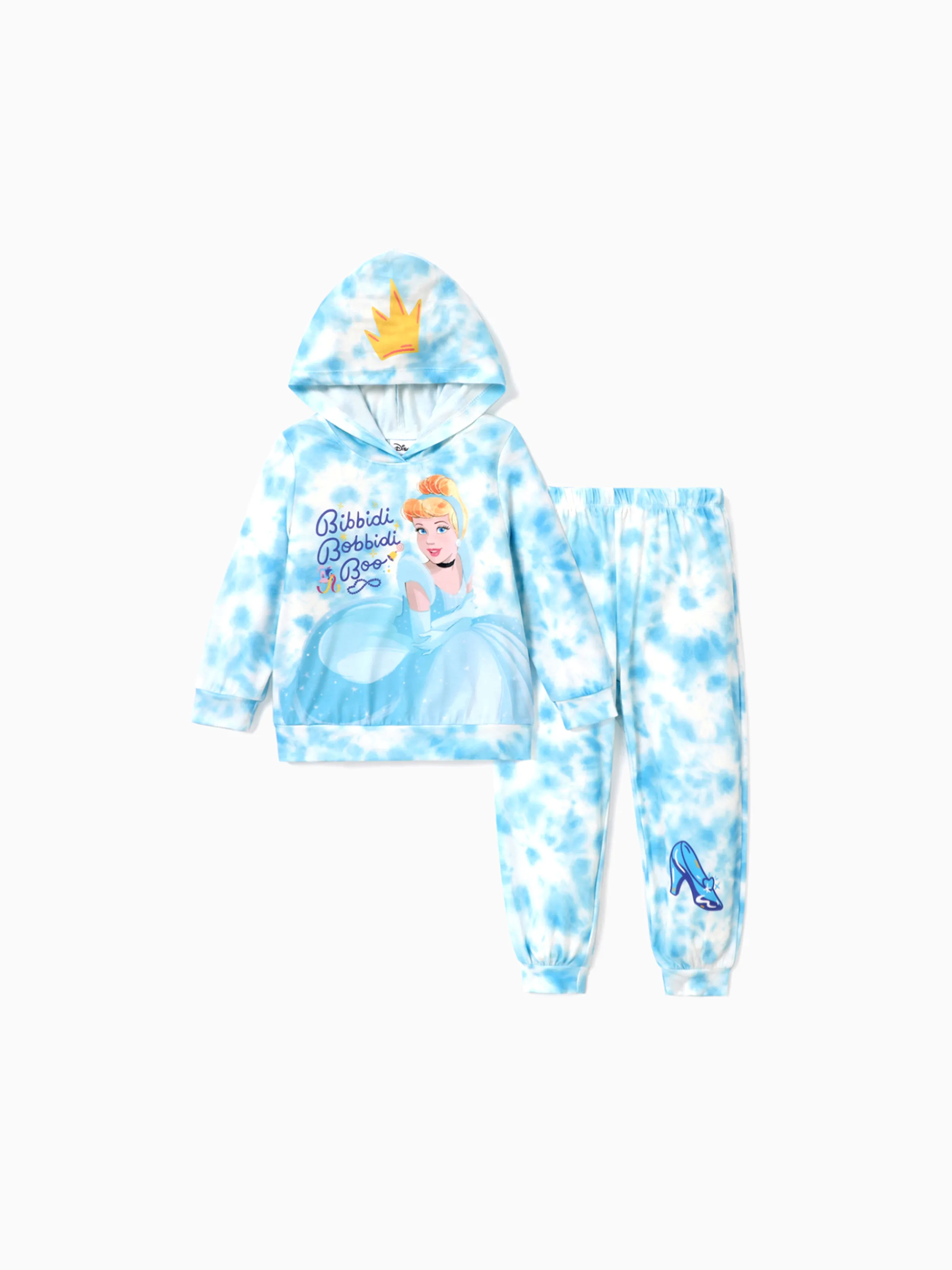 Disney Princess Toddler/Kid Girl 2pcs Cinderella Print Long-sleeve Top and Pants Set Blue