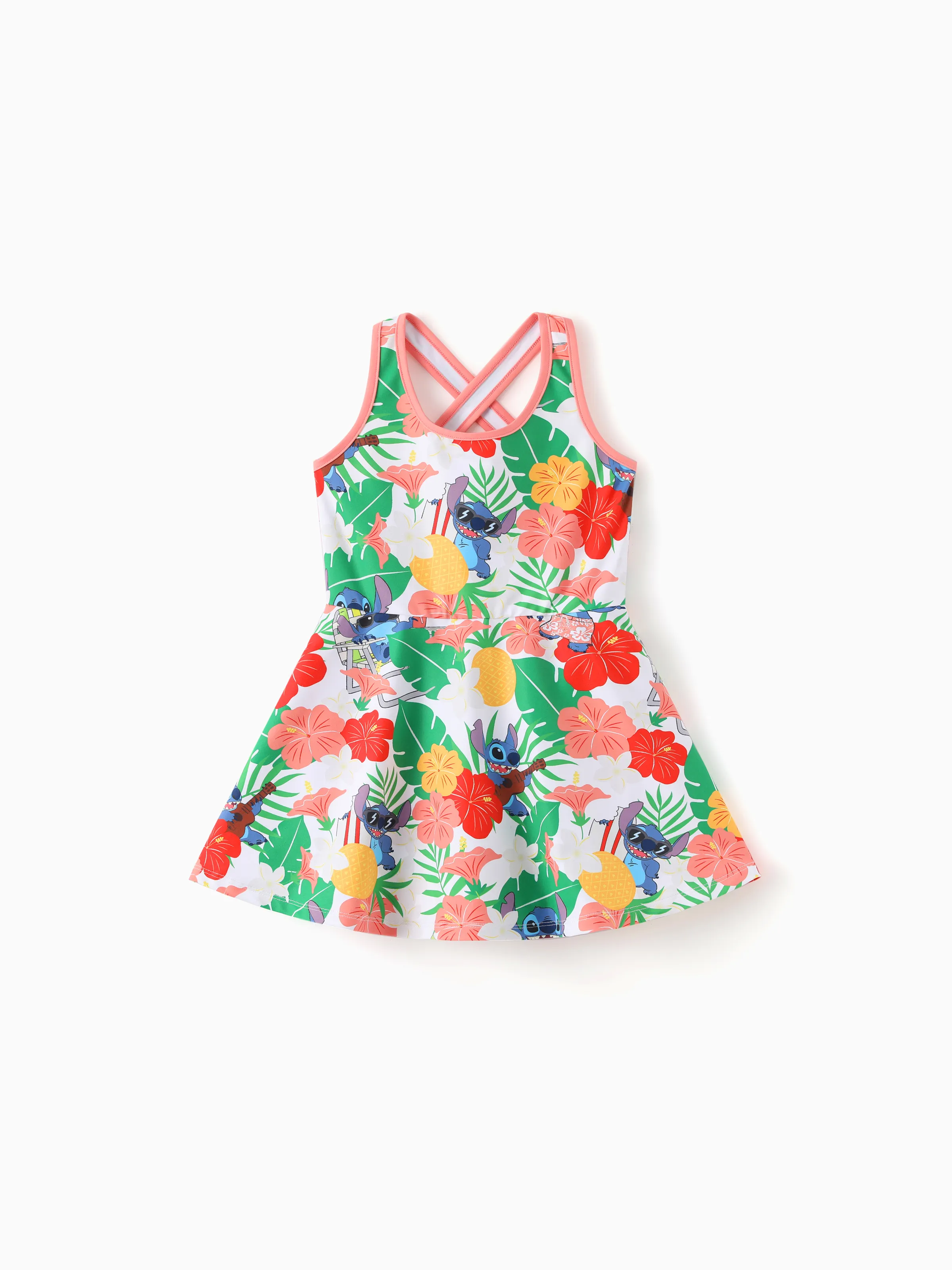 Disney Stitch Mommy & me Tropical Floral Sporty Dress with Built-in Shorts & Pockets/ Cotton Top Multi-color - Image 13
