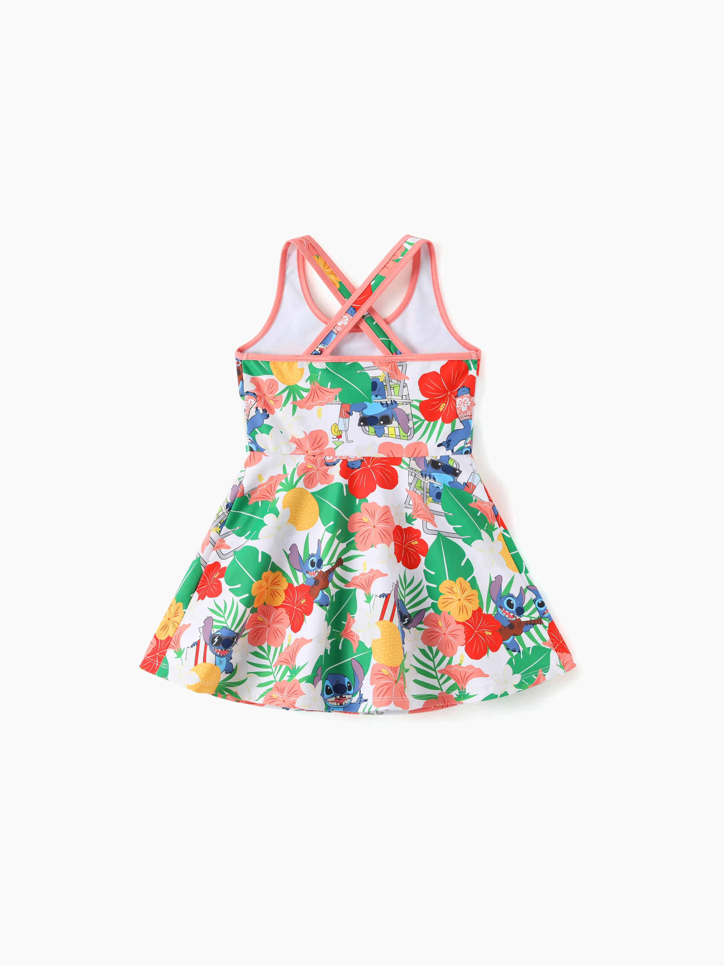 Disney Stitch Mommy & me Tropical Floral Sporty Dress with Built-in Shorts & Pockets/ Cotton Top Multi-color - Image 14