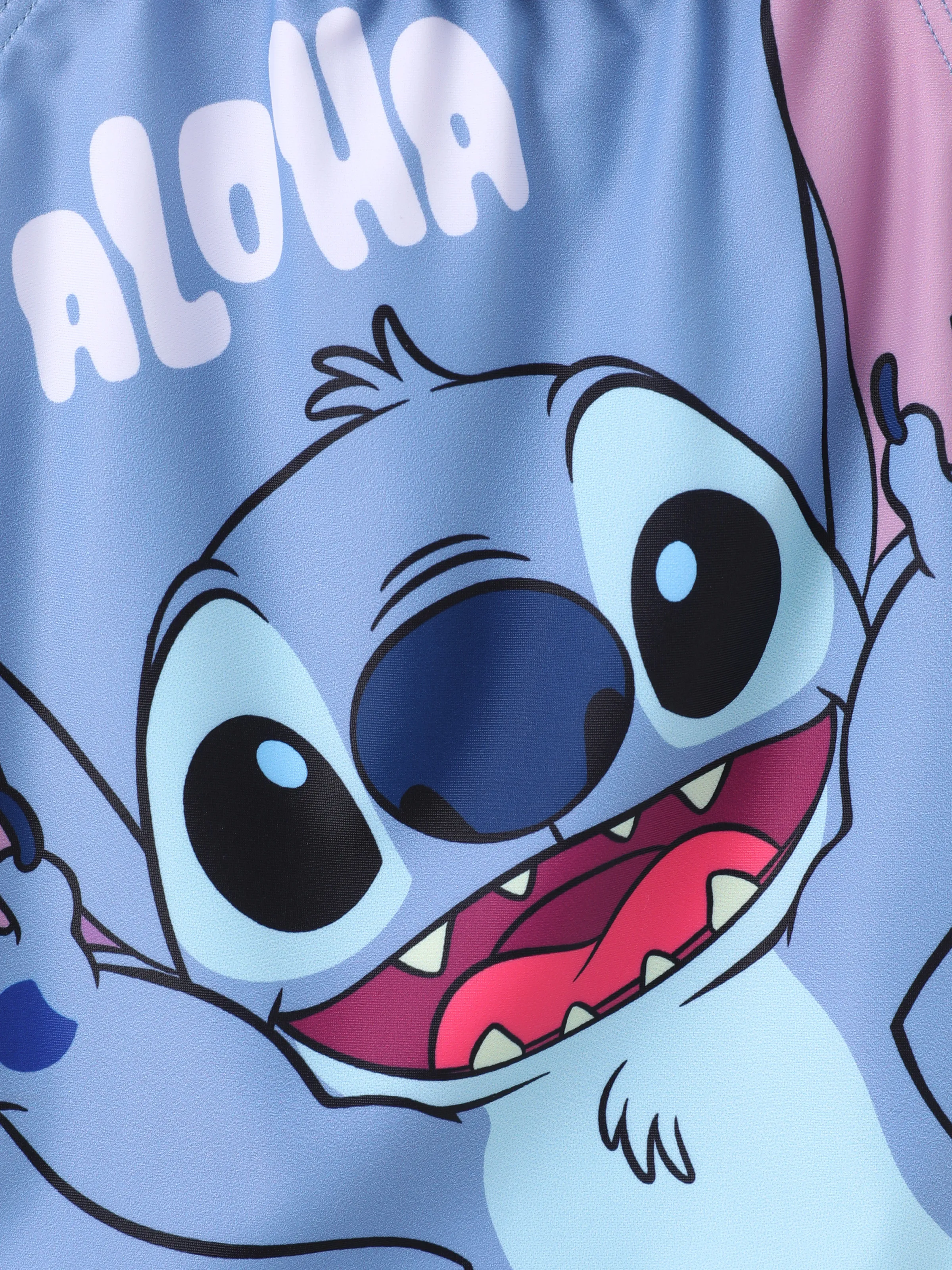 Disney Stitch Toddler/Kid Girl 1pc Character Big Pattern /Floral Allover Print Off-shoulder UPF 50+ Swimsuit Royal Blue - Image 2