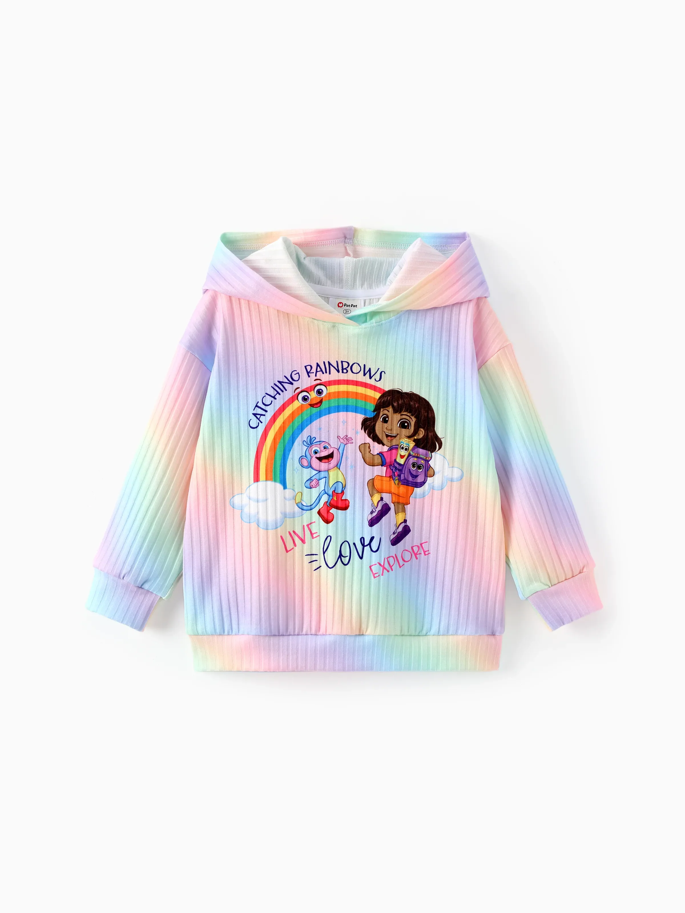 Dora Toddler Girl Rainbow Hooded Sweatshirt Multi-color