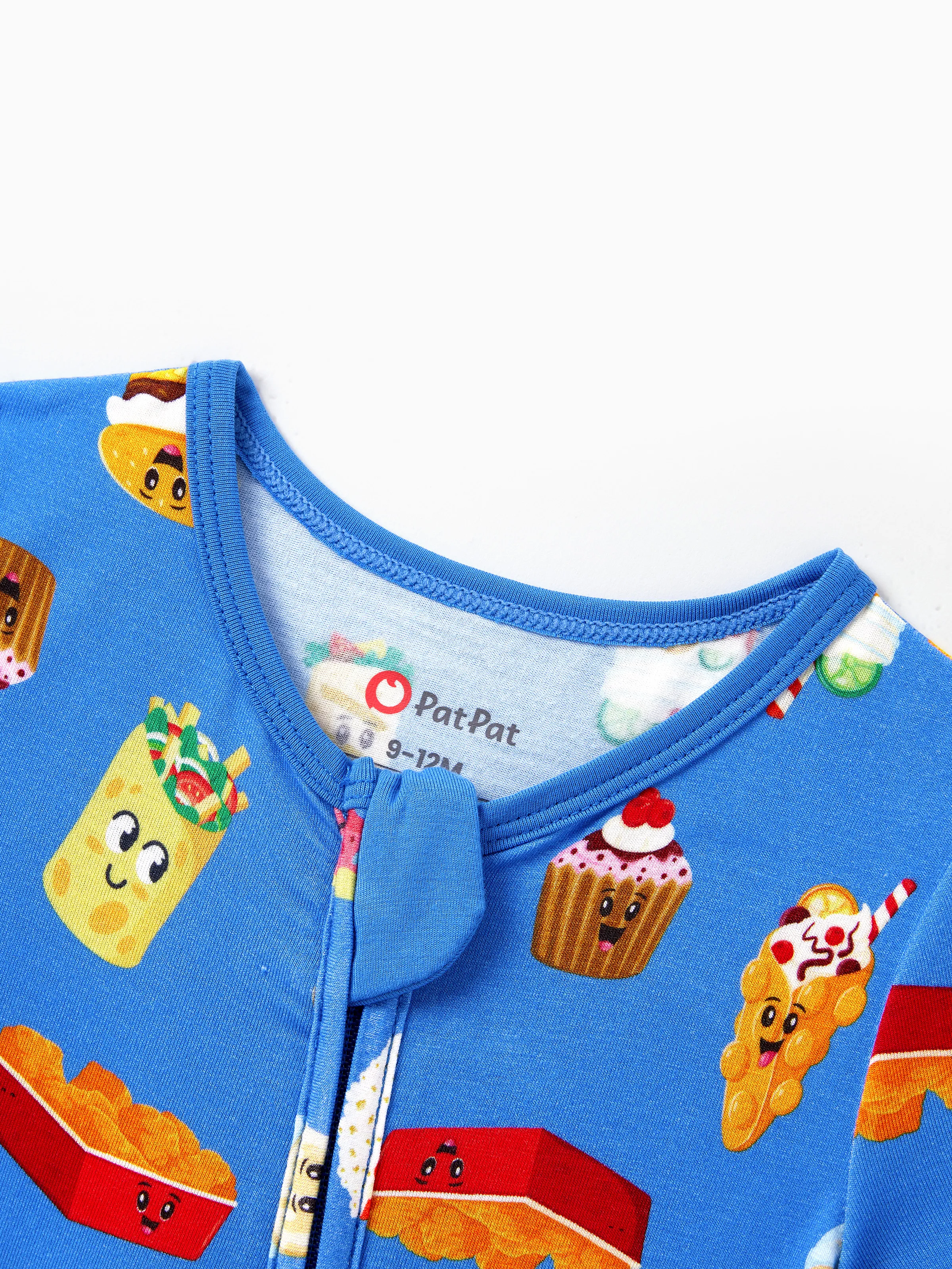 Family Matching Bamboo Pajamas Buttery Soft Bamboo PJs for Men Women Kids Toddler, Cute Burger & Fries Print Short Sleeve Sleepwear (Snug-Fitting for Children) Royal Blue - Image 26