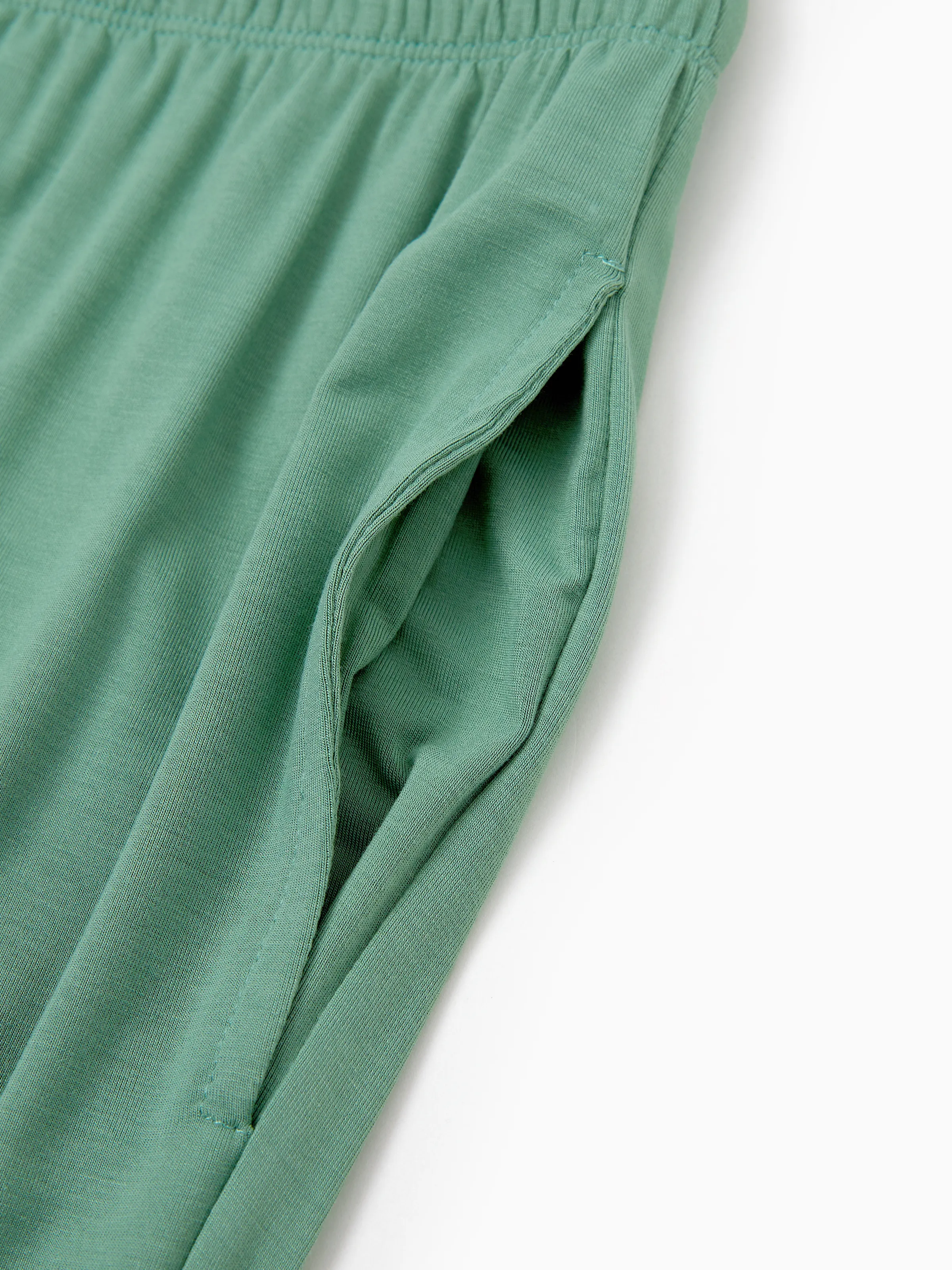 Family Matching Bamboo Pajamas Buttery Soft Bamboo Viscose PJs for Men Women Kids Toddler Baby, Solid Color Short Sleeve Shirt & Shorts Sleepwear Green - Image 21