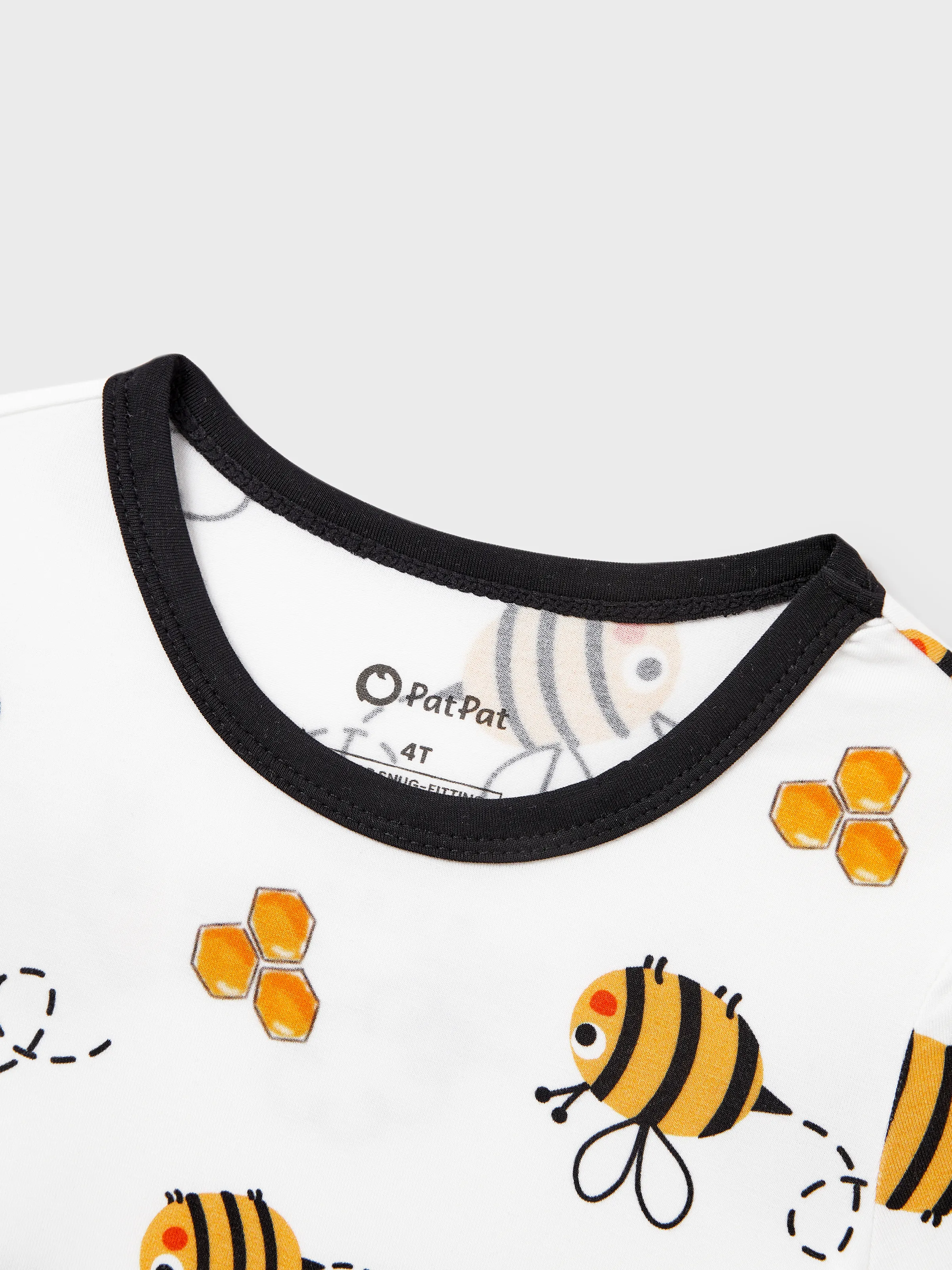 Family Matching Bamboo Pajamas Soft Bamboo Viscose PJs for Men Women Kids Toddler, Cute Bee Print Sleepwear with Short Sleeve Top and Long Pants White - Image 16