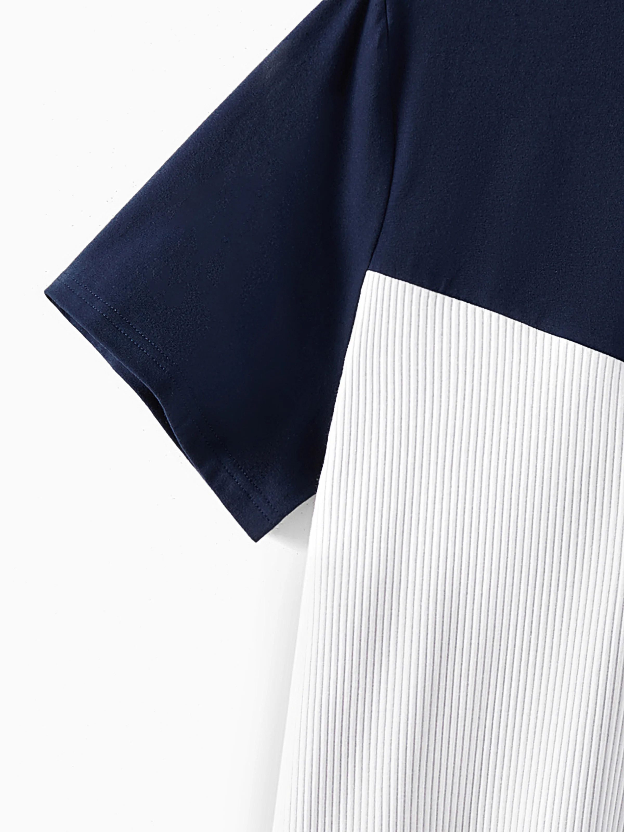 Family Matching Casual Dress or T-Shirt, Solid Color, Fabric Stitching royalblue - Image 22