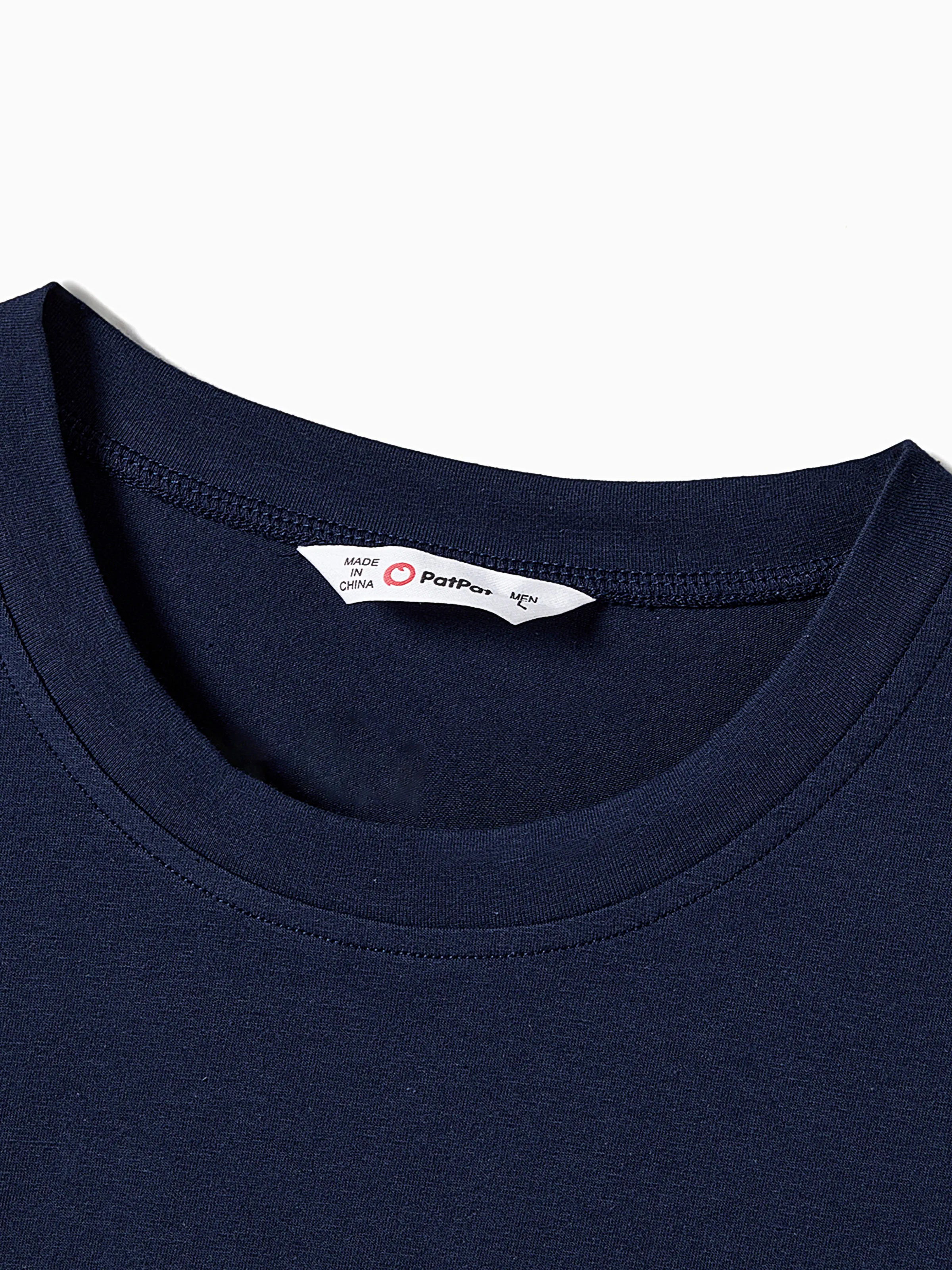 Family Matching Casual Dress or T-Shirt, Solid Color, Fabric Stitching royalblue - Image 23