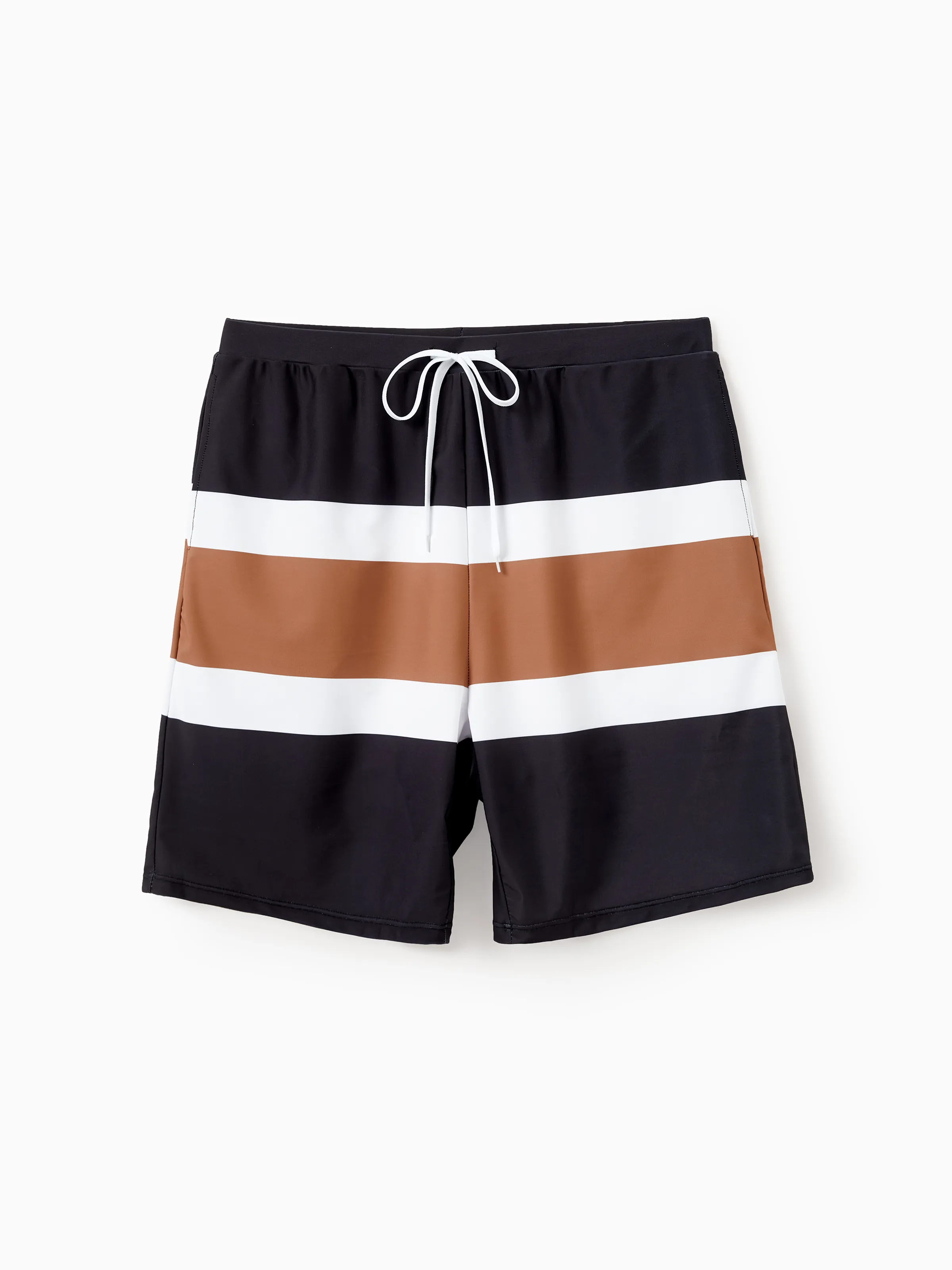 Family Matching Color Block Swimsuits Striped Bikini & Swim Trunks Set Color block - Image 17