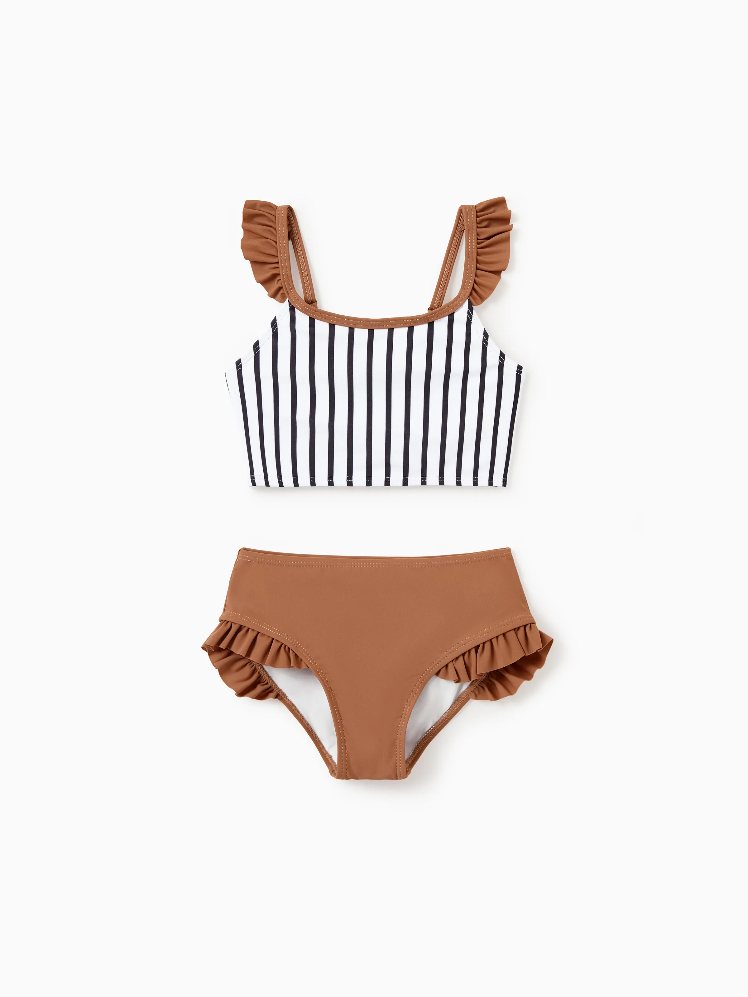 Family Matching Color Block Swimsuits Striped Bikini & Swim Trunks Set Color block - Image 8