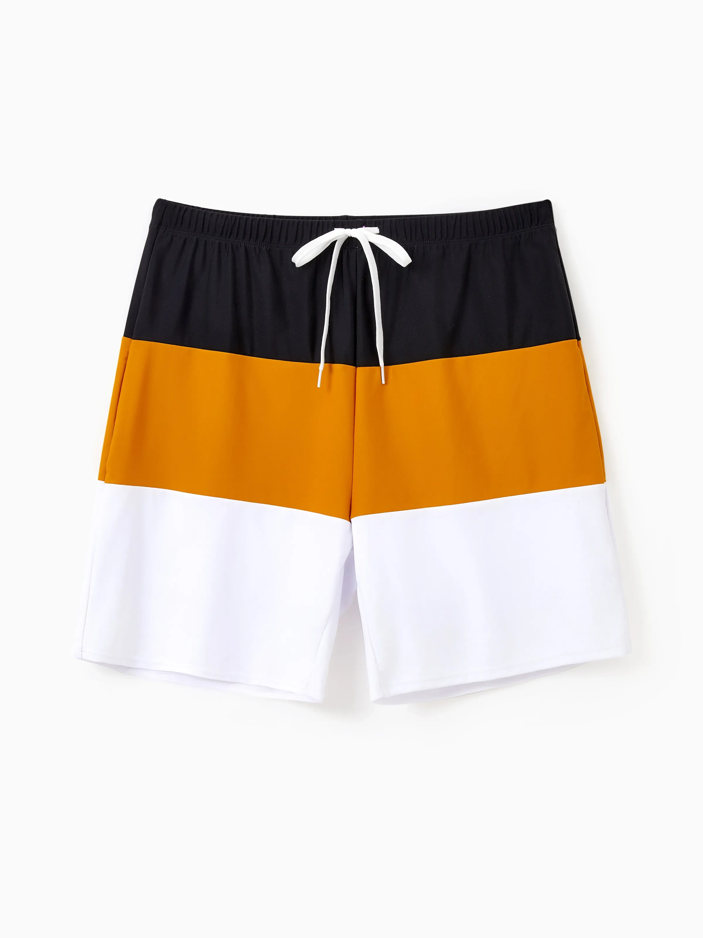 Family Matching Colorblock Swim Trunks Shorts or Cut Out Waist One-Shoulder One-piece Swimsuit Multi-color - Image 14