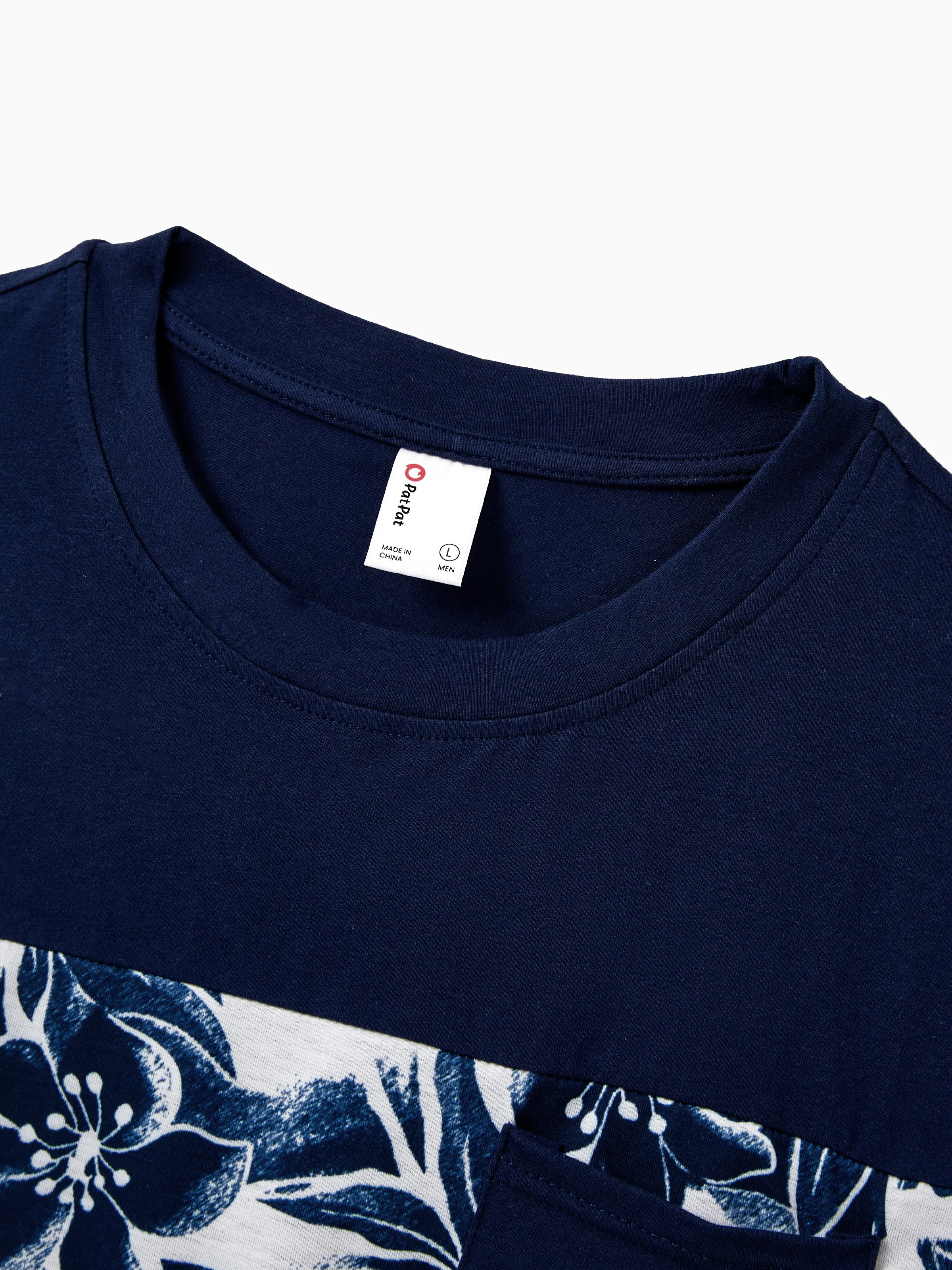 Family Matching Cotton Tee Flora Print Splicing Shirt or Tank Dress Deep Blue - Image 25