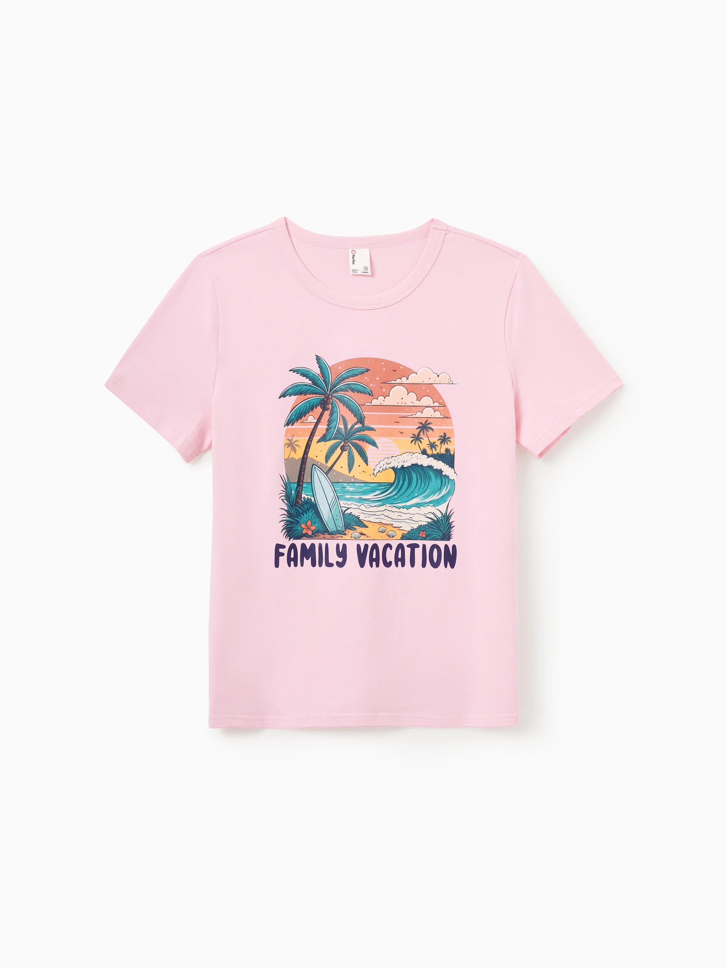 Family Matching "Family Vacation" Graphic Cotton Tees Tropical Surf Print T-Shirt Multi-color - Image 2