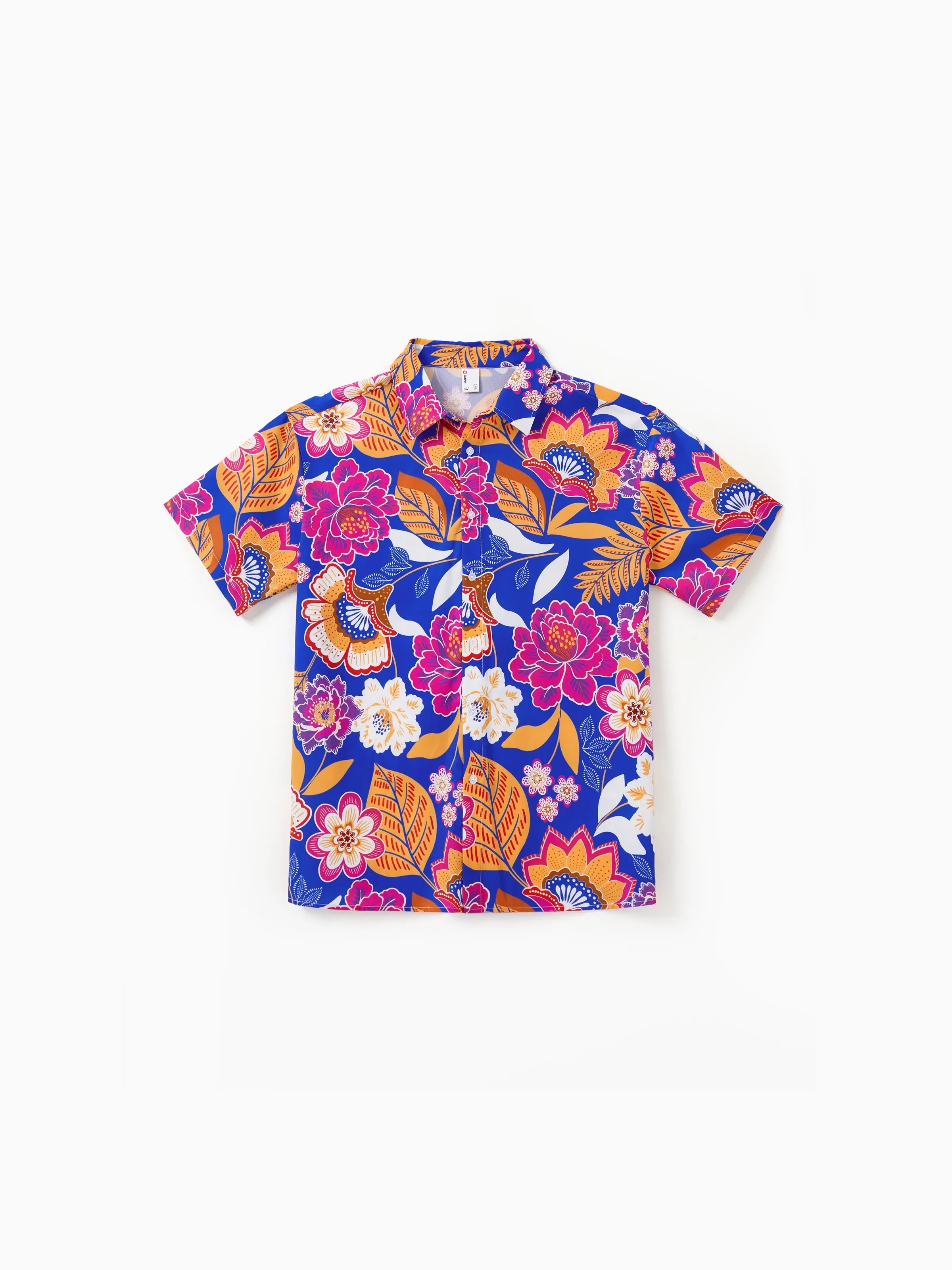 Family Matching Hawaiian Outfits Tropical Floral Print Vacation Clothes Strap Belted Dress or Short-sleeve Shirts Summer Beachwear Set Navy - Image 21