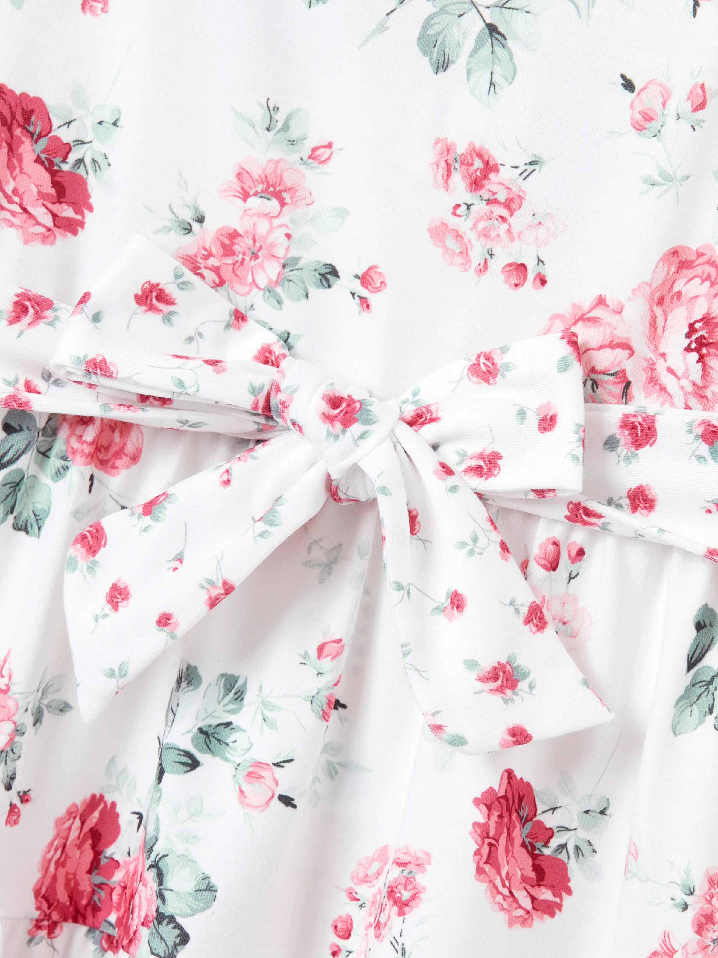 Family Matching Outfits Set Solid Color Short-sleeve Polo Collar Shirt or Flower Print Hollow out Dress Pink - Image 10