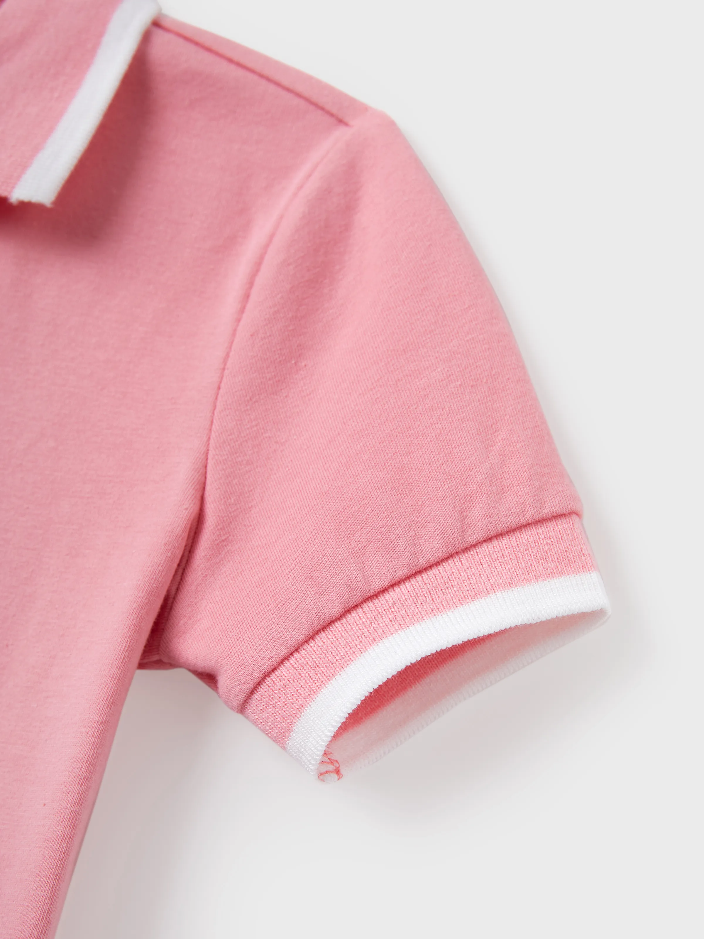Family Matching Outfits Set Solid Color Short-sleeve Polo Collar Shirt or Flower Print Hollow out Dress Pink - Image 20