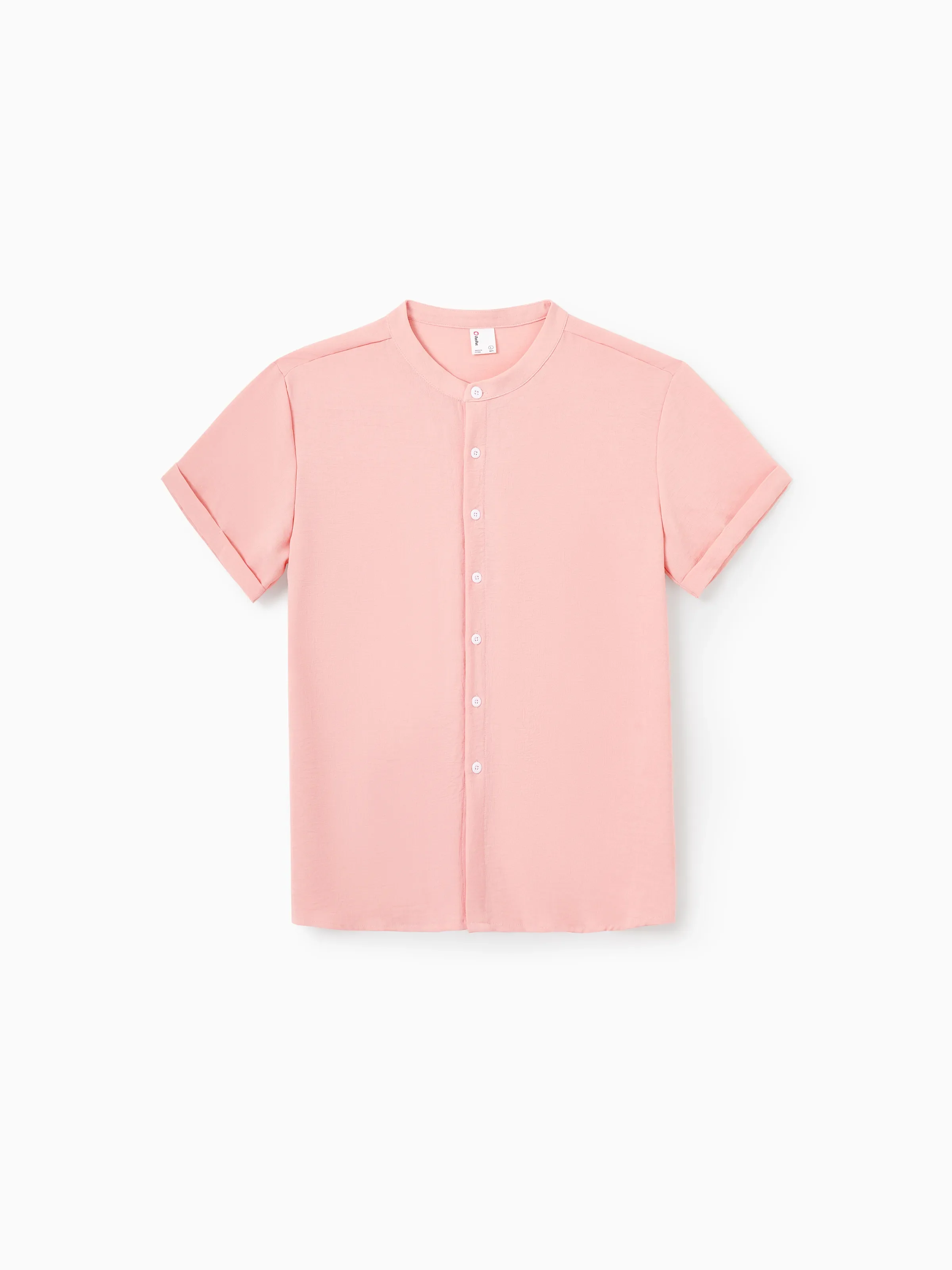 Family Matching Pink Outfits Flower Print Smocked Tie-Back Cotton Dress for Mom & Daughter, Solid Shirts for Dad & Son, Perfect for Summer Family Outings & Photos Mauve Pink - Image 17