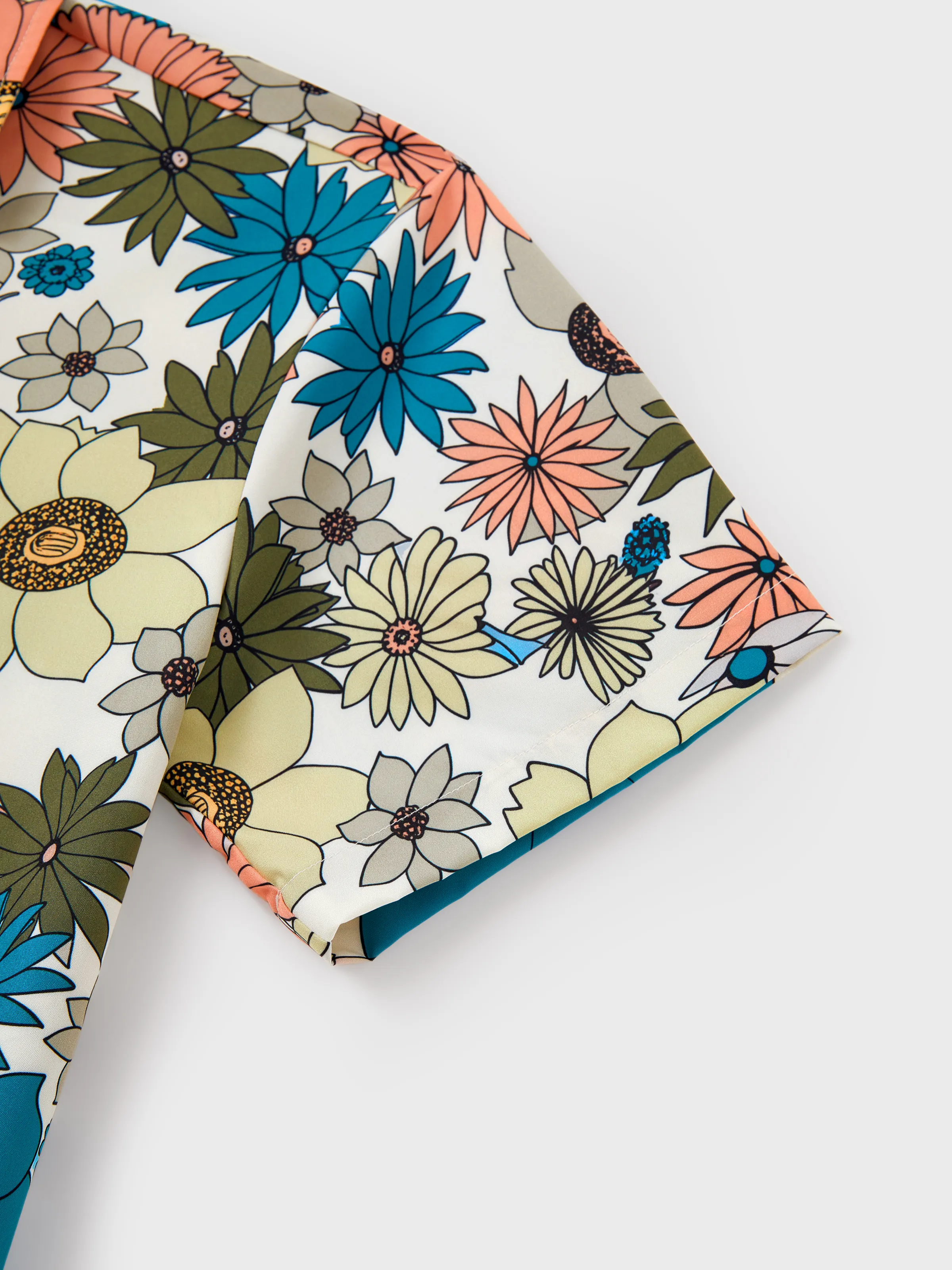 Family Matching Set Sun Flower Print Short-sleeve Collar Shirt or White Camisole Top and Flower Wide-leg Pants Set for Summer Vacation  Multi-color - Image 24