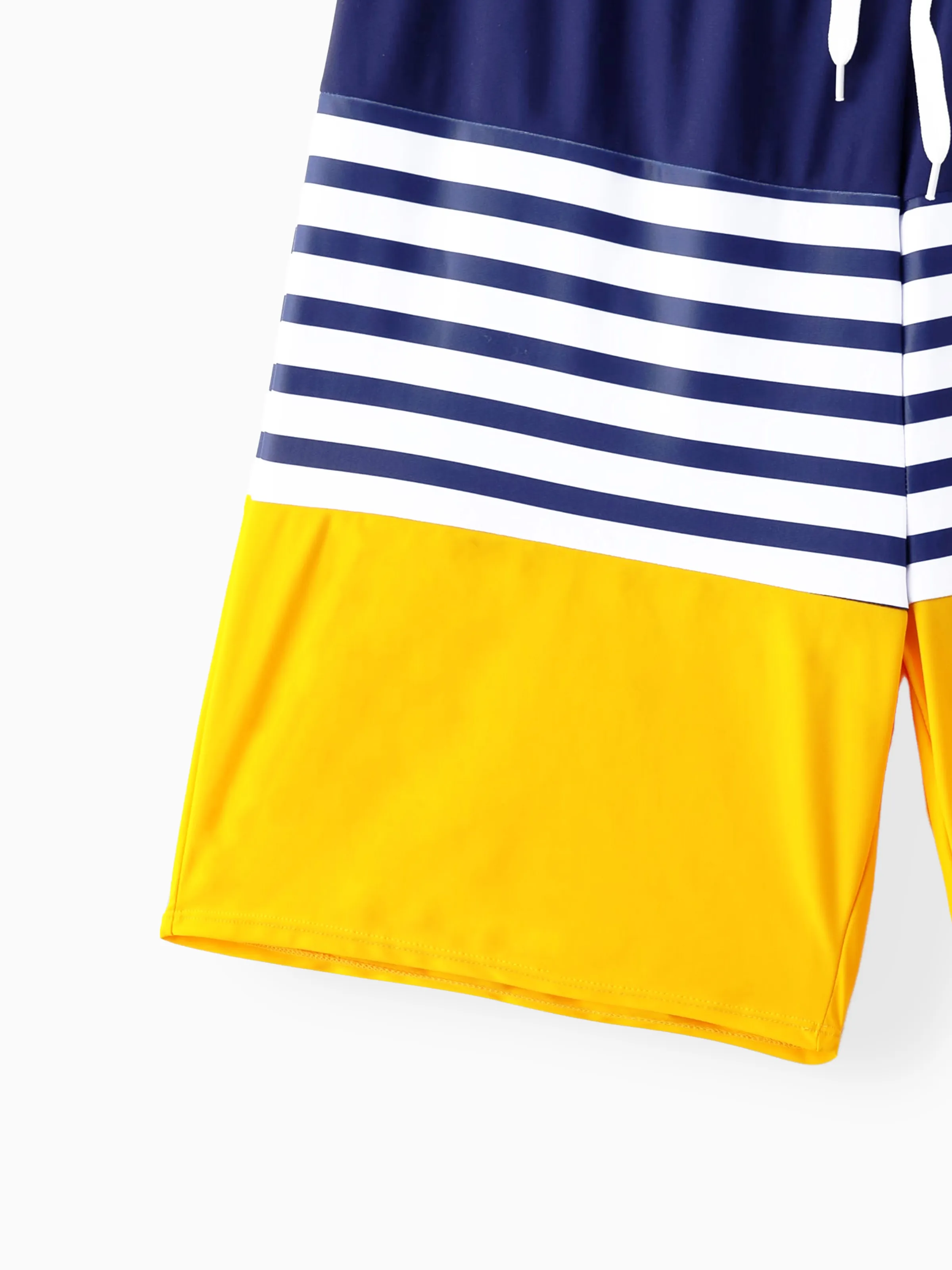 Family Matching Stripe & Colorblock Spliced One Piece Swimsuit or Swim Trunks Shorts ColorBlock - Image 20