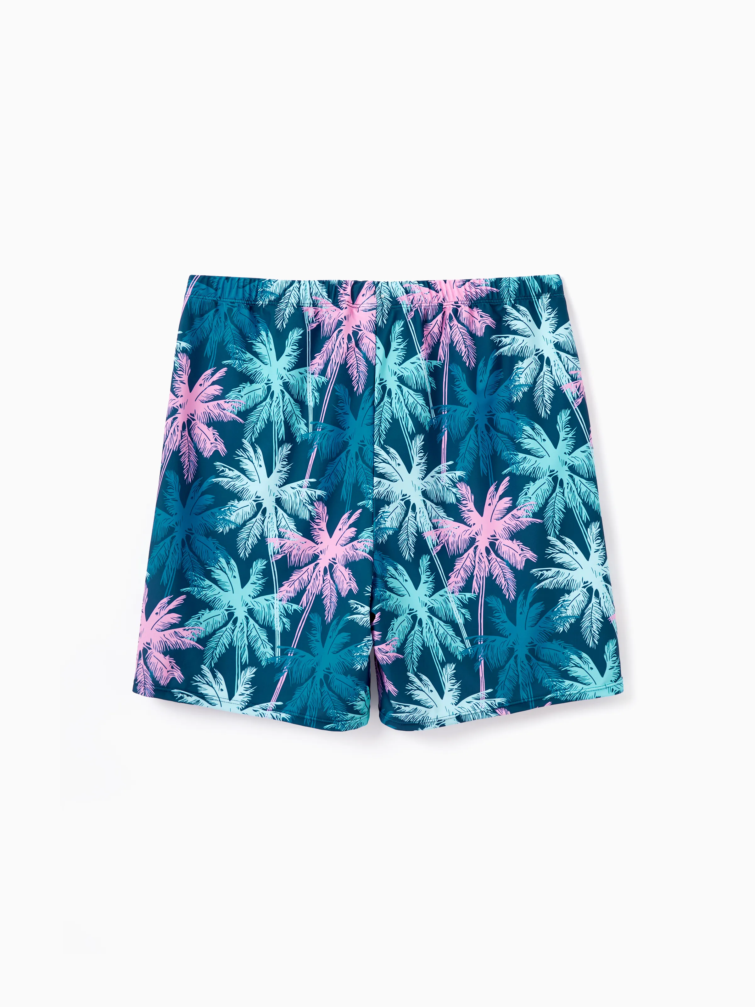 Family Matching Swimsuits Tropical Palm Tree Print, Mommy and Me Ruffle two-piece Swimsuit, Daddy and Son Swim Trunks Set, Beach Vacation Swimwear Turquoise - Image 27