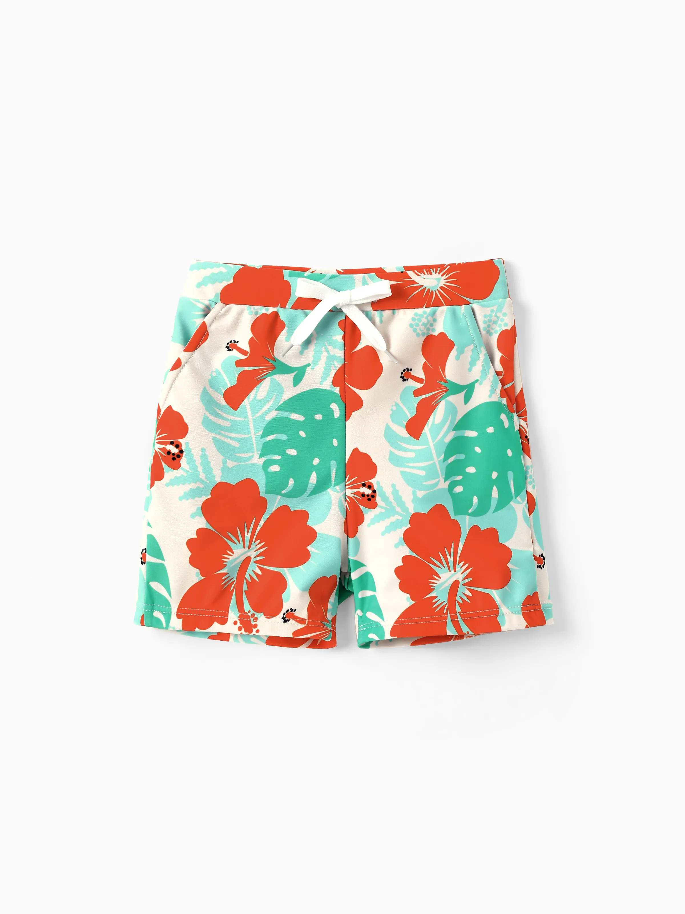 Family Matching Tropical Floral Print Swim Trunk or Ruffle Trim Bikini with Optional Beach Cover-Up Dress Orange - Image 16