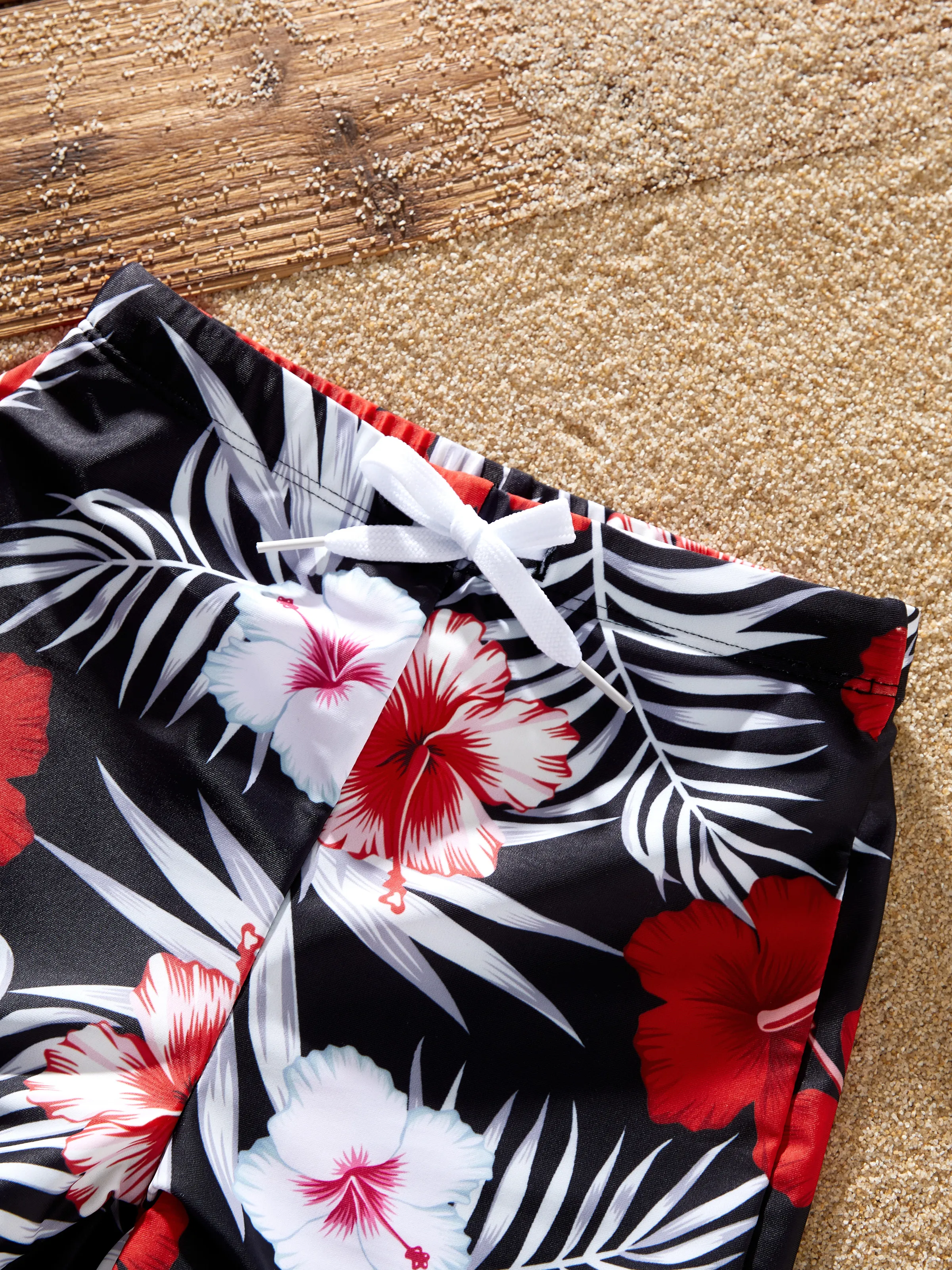 Family Matching Tropical Floral Swim Trunk or 2 Pieces Halter Swimsuit Black - Image 13