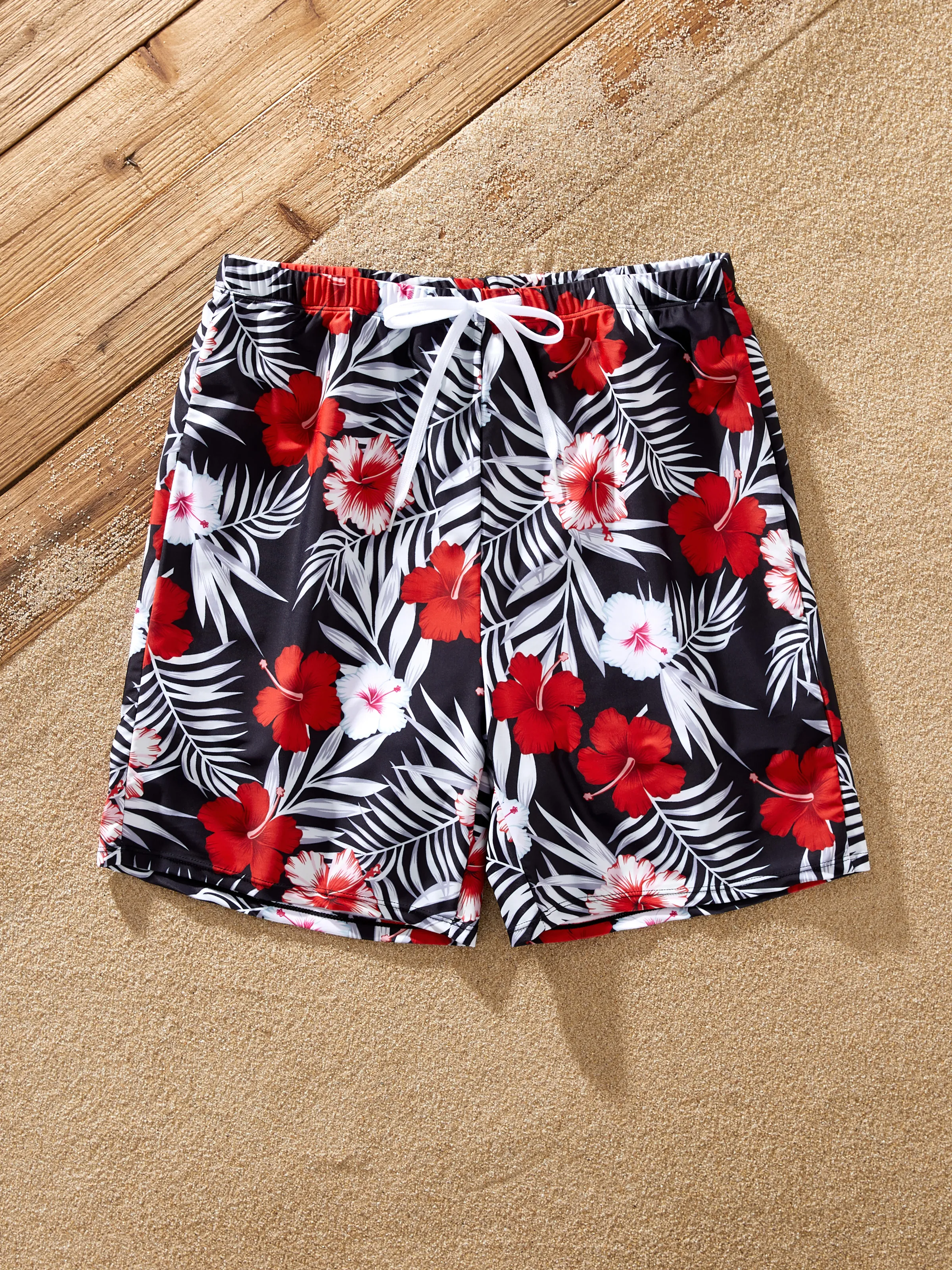 Family Matching Tropical Floral Swim Trunk or 2 Pieces Halter Swimsuit Black - Image 15