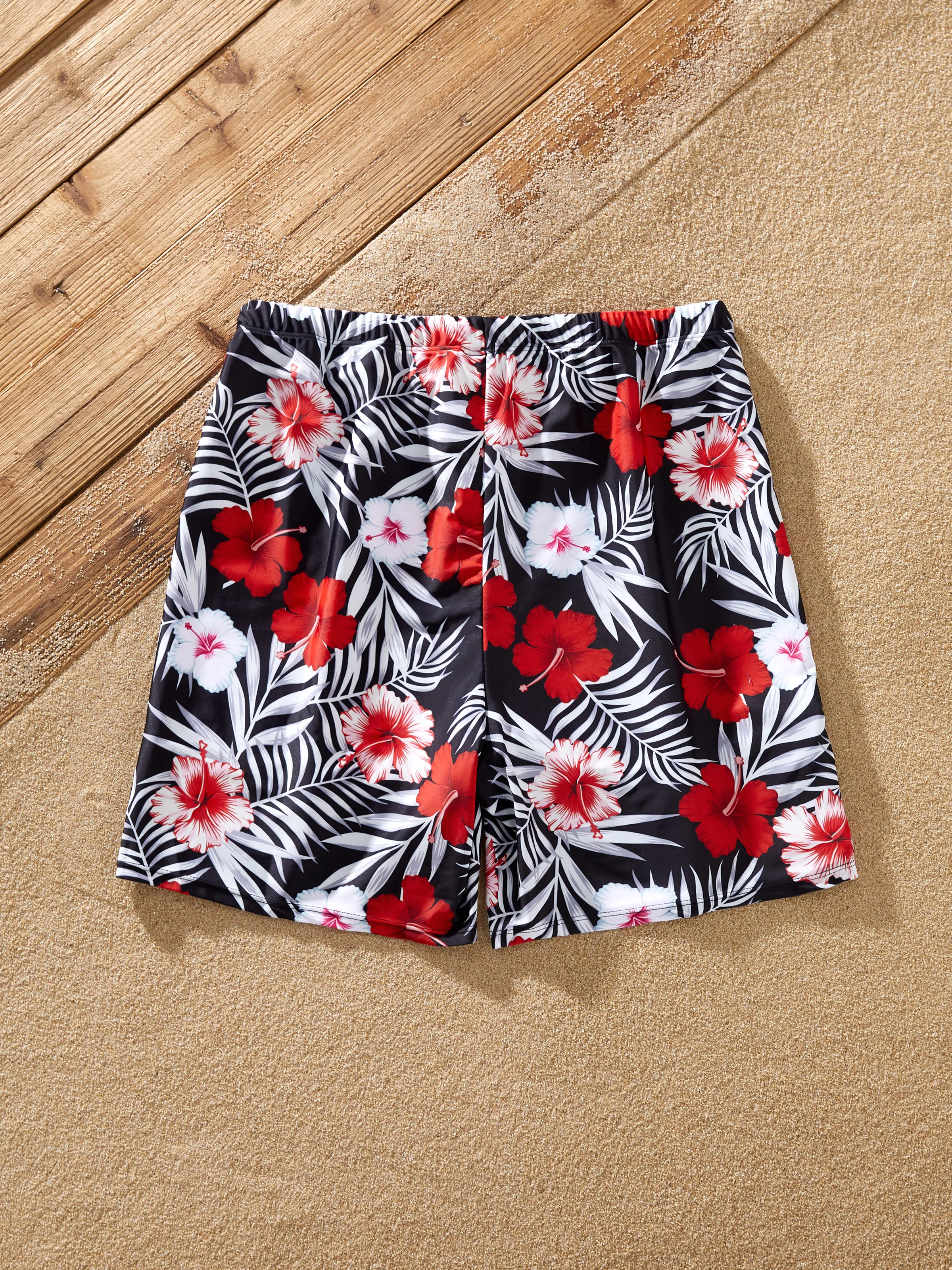 Family Matching Tropical Floral Swim Trunk or 2 Pieces Halter Swimsuit Black - Image 16