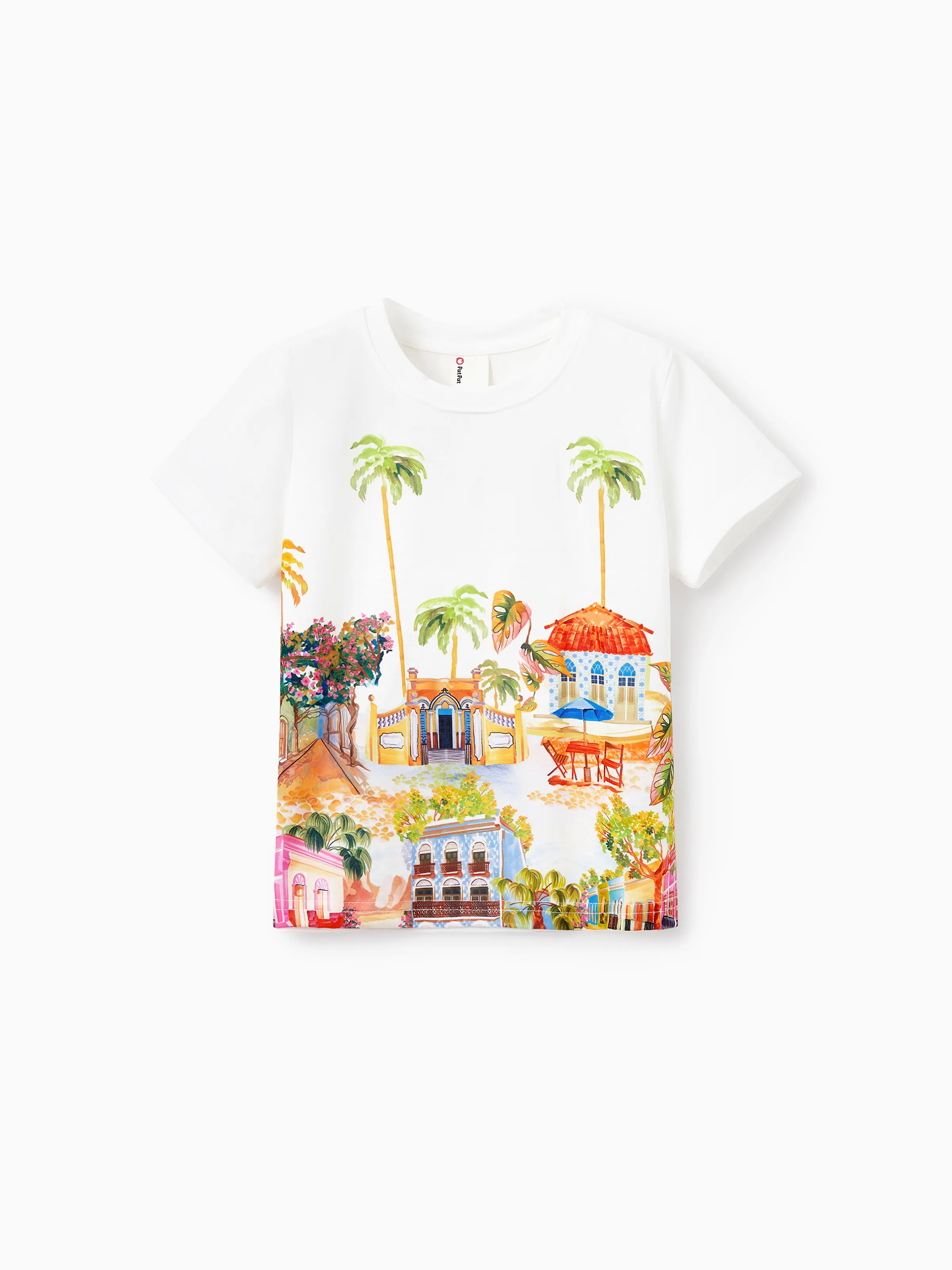 Family Matching Vacation Set Tropical Pineapple Coconut Tree Print Short-sleeve T-shirt or Hollow out Strap Dress for Summer Vacation  White - Image 19