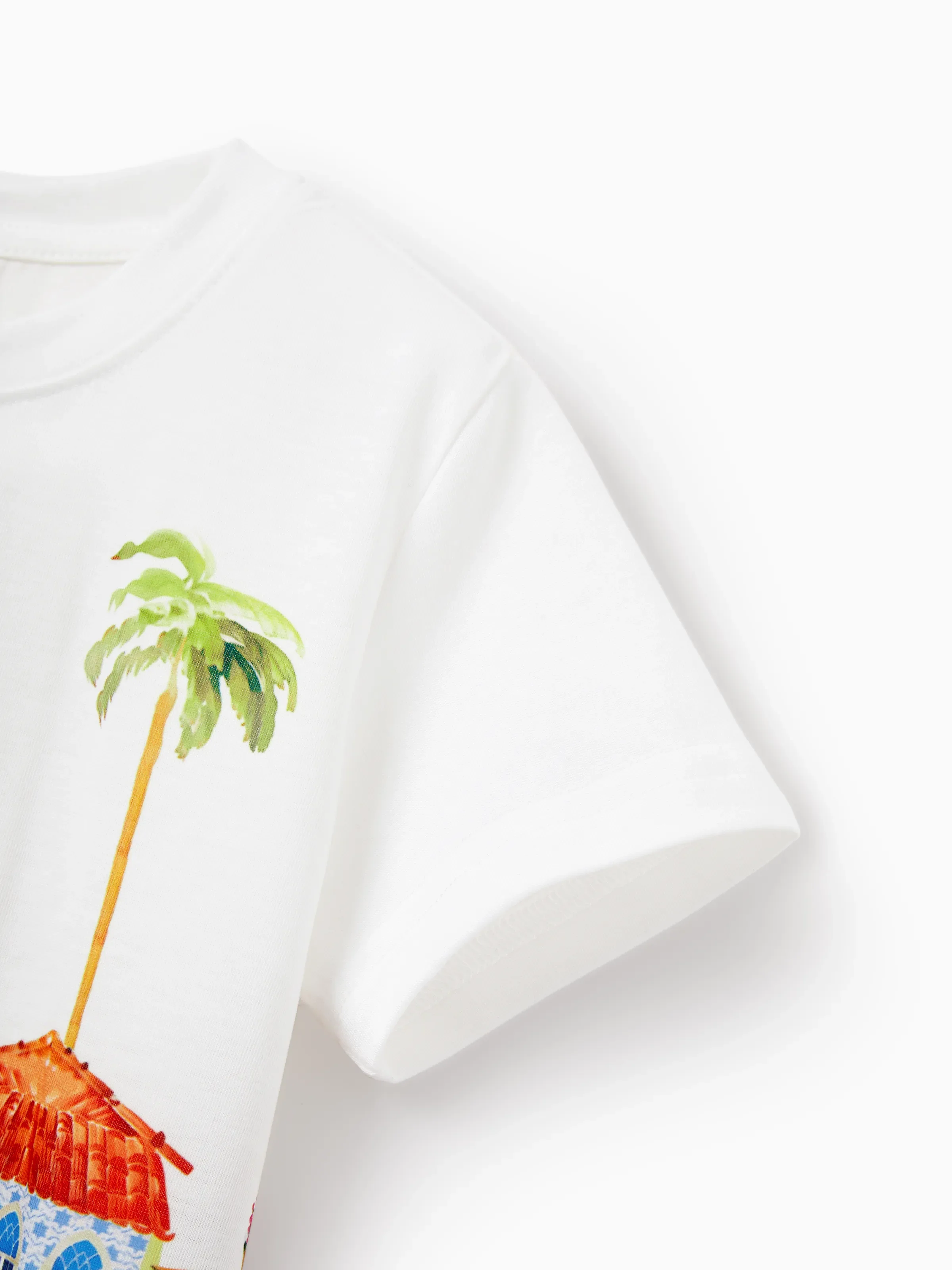 Family Matching Vacation Set Tropical Pineapple Coconut Tree Print Short-sleeve T-shirt or Hollow out Strap Dress for Summer Vacation  White - Image 21