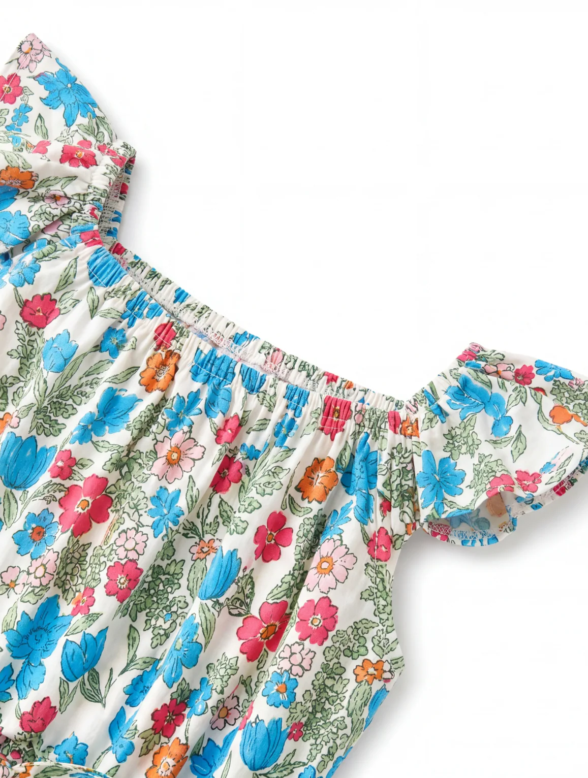 Fresh Market Toddler Girl Floral Bow Romper Blue - Image 4