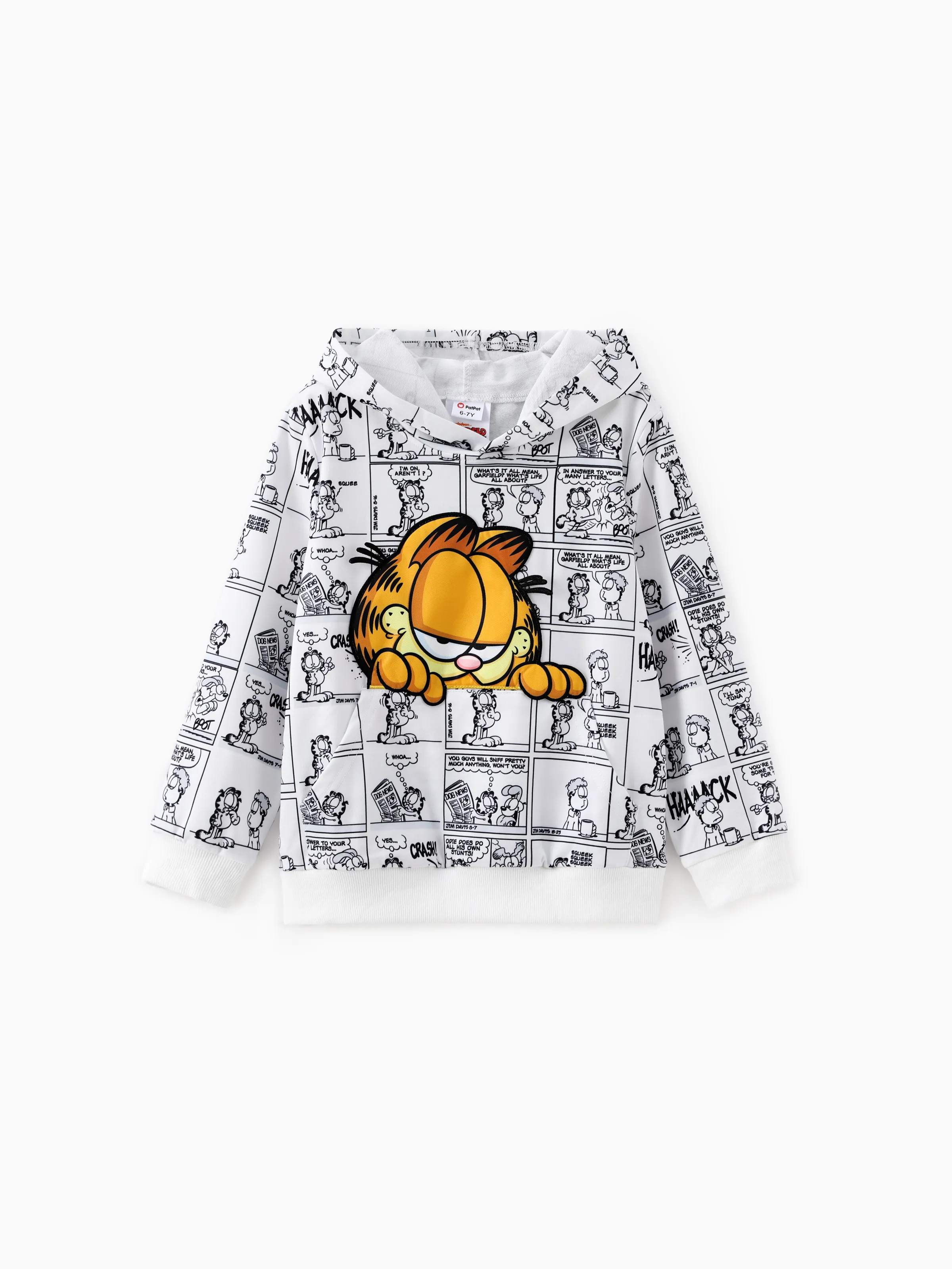 Garfield Kids Boy 1pc Graphic Comic Print Hoodie BlackandWhite
