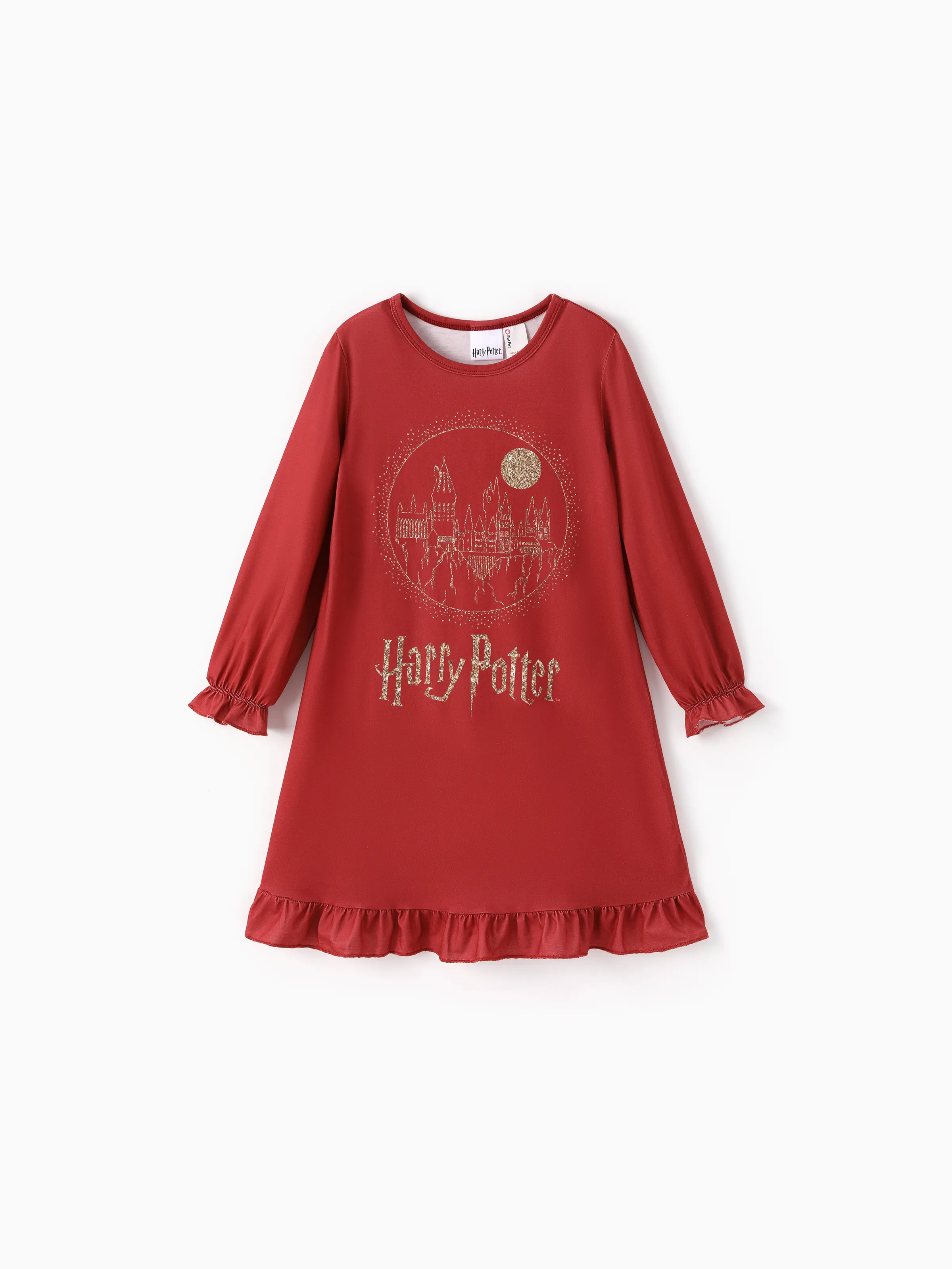 Harry Potter Kid Girl Ruffle Edge Pajamas Nightdress Burgundy