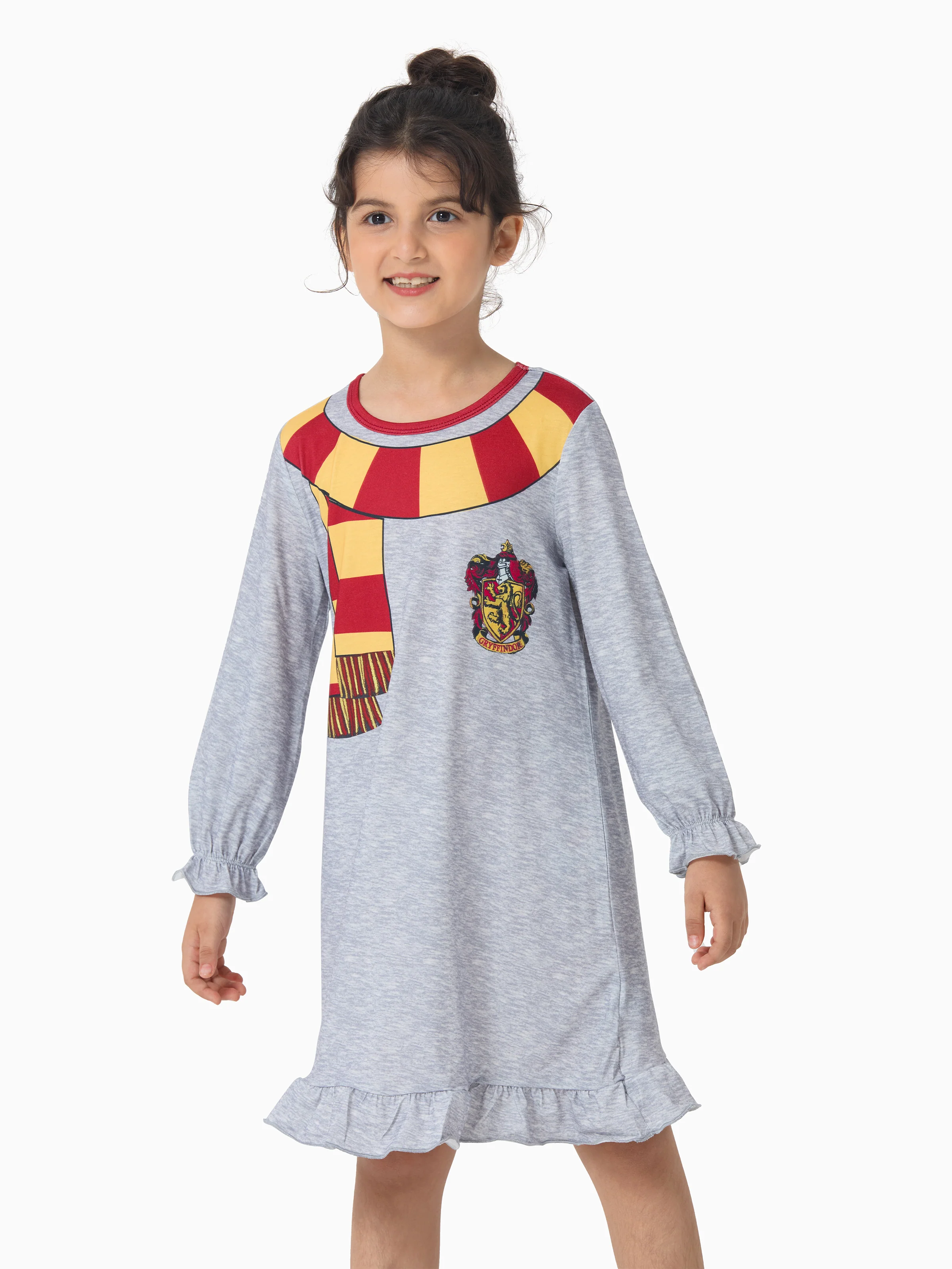 Harry Potter Kid Girl Ruffle Edge Pajamas Nightdress Light Grey