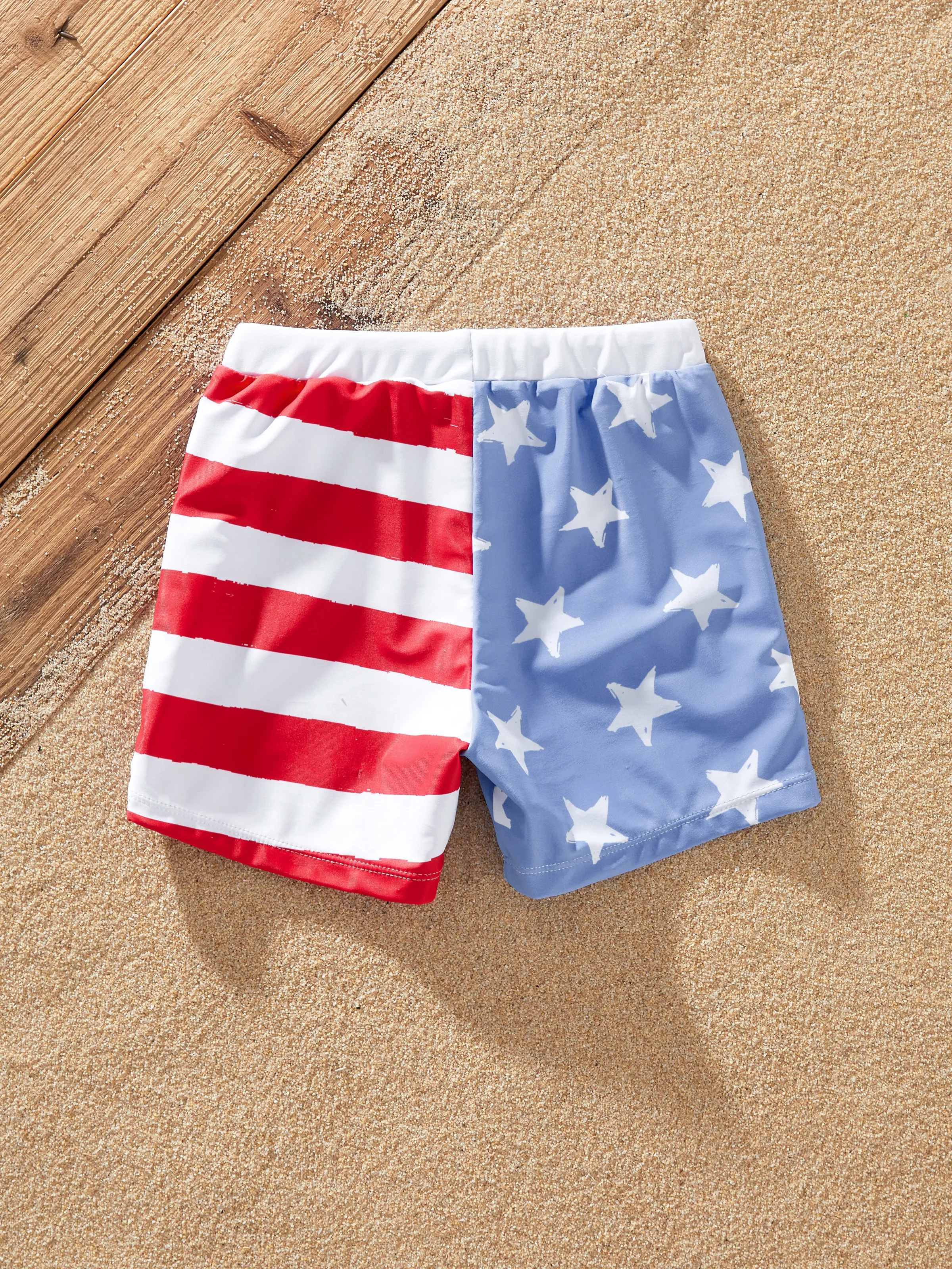 Independence Day 4th of July Daddy & Son Patriotic Swimwear Stars and Stripes Board Shorts Blue - Image 9