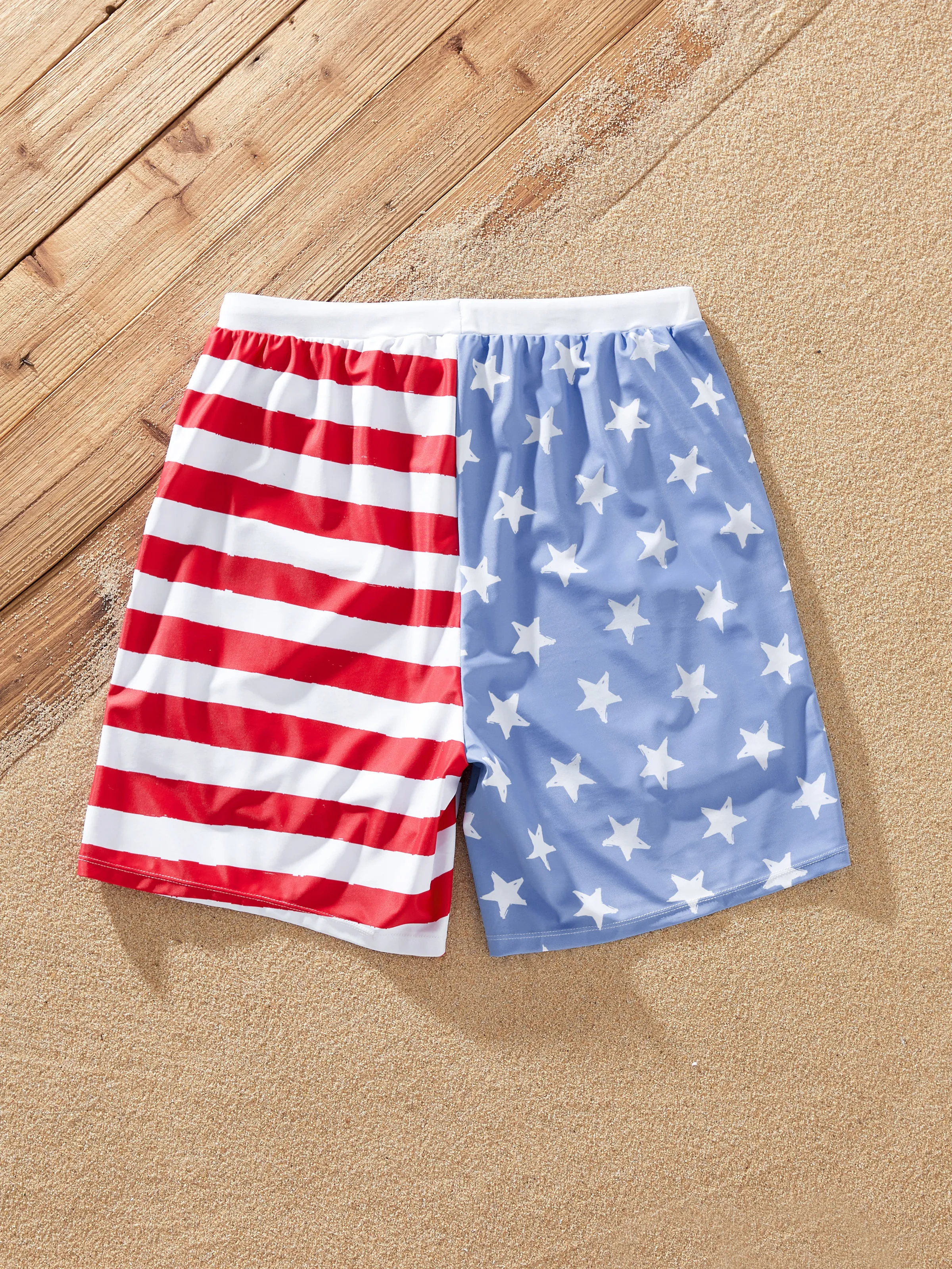 Independence Day 4th of July Family Matching Patriotic Swimwear Stars and Stripes Board Shorts or Ruffled Layers V-neck One-Piece Swimsuits Blue - Image 27