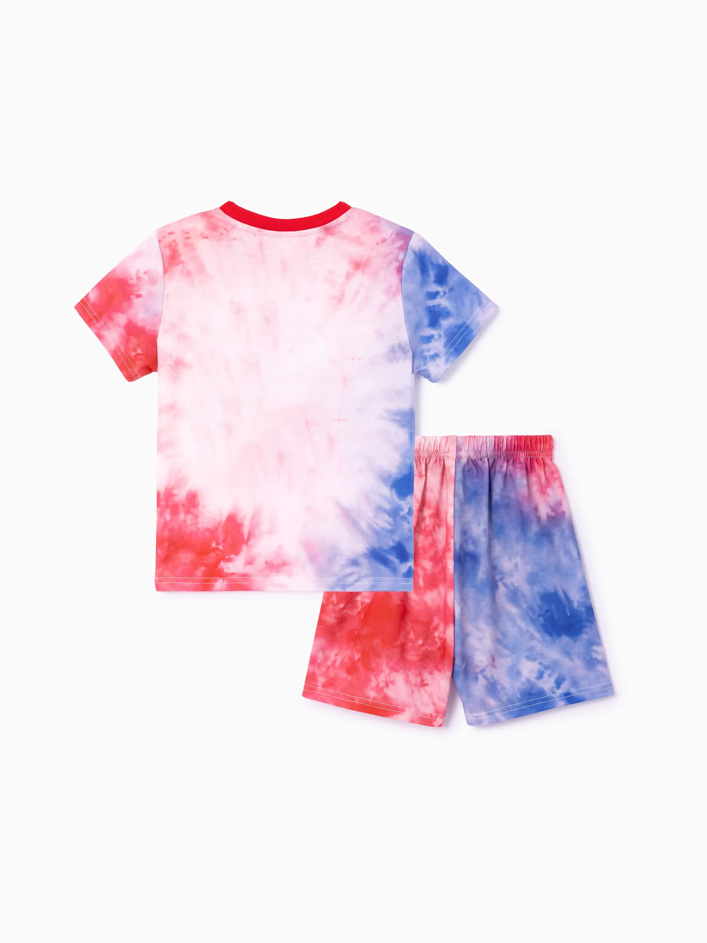 Independence Day Toddler Boy 2pcs Patriotic Tie-Dye T-Shirt with Shorts Sporty Set Red - Image 4